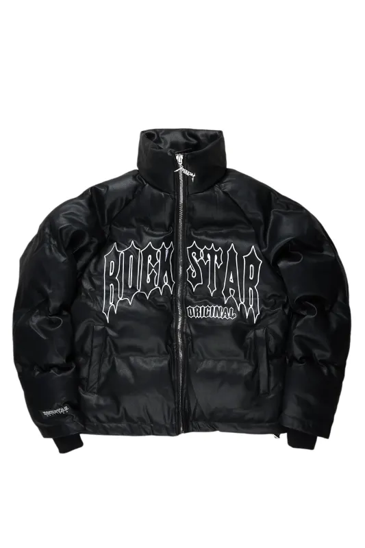 Ravi Black Hoodless Puffer Jacket sold by Rockstar Original