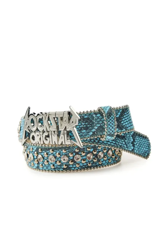 Hawk Blue Rhinestones Rockstar Logo Belt sold by Rockstar Original