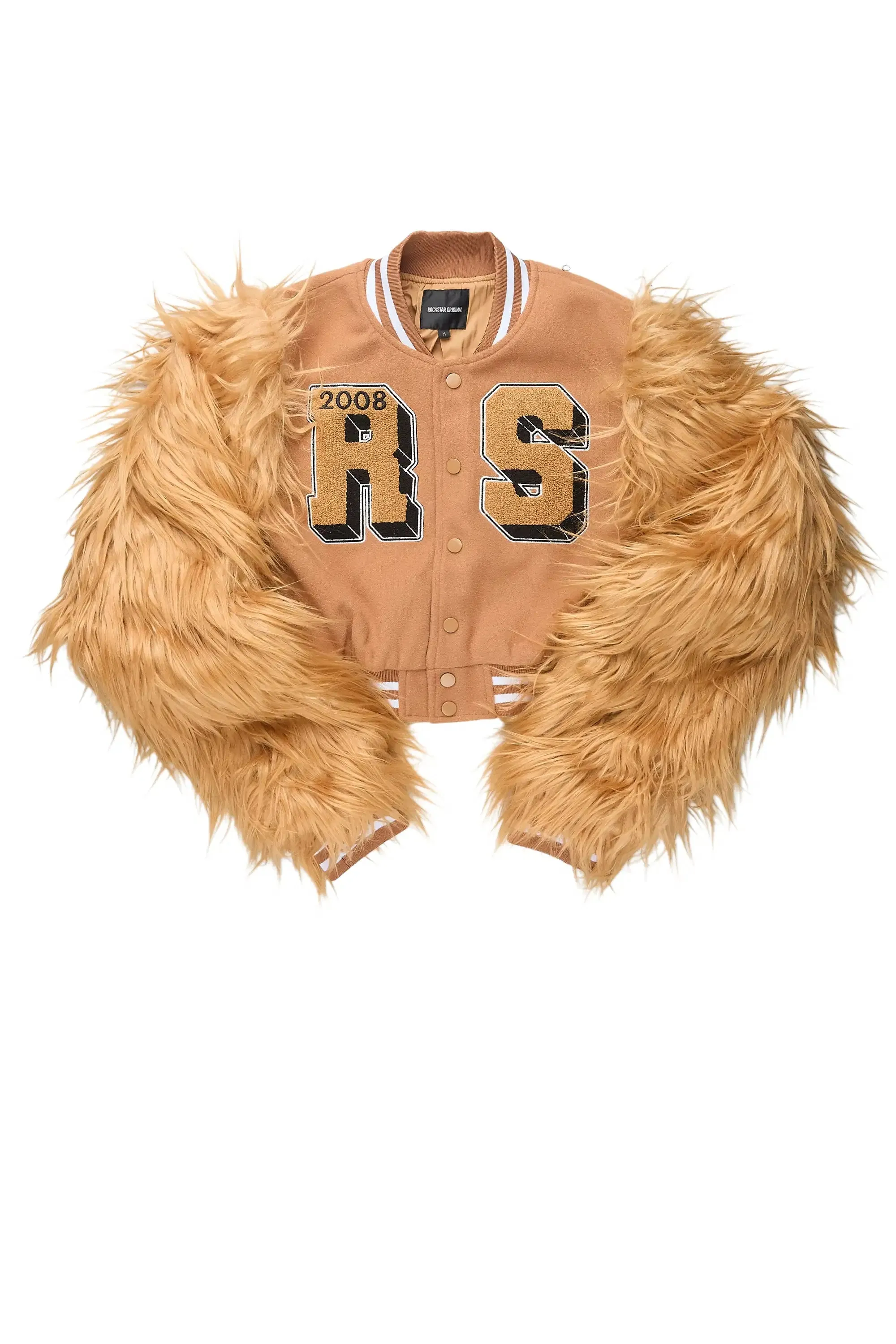 Jameicia Mocha Fur Sleeve Varsity Jacket sold by Rockstar Original product image thumbnail 2