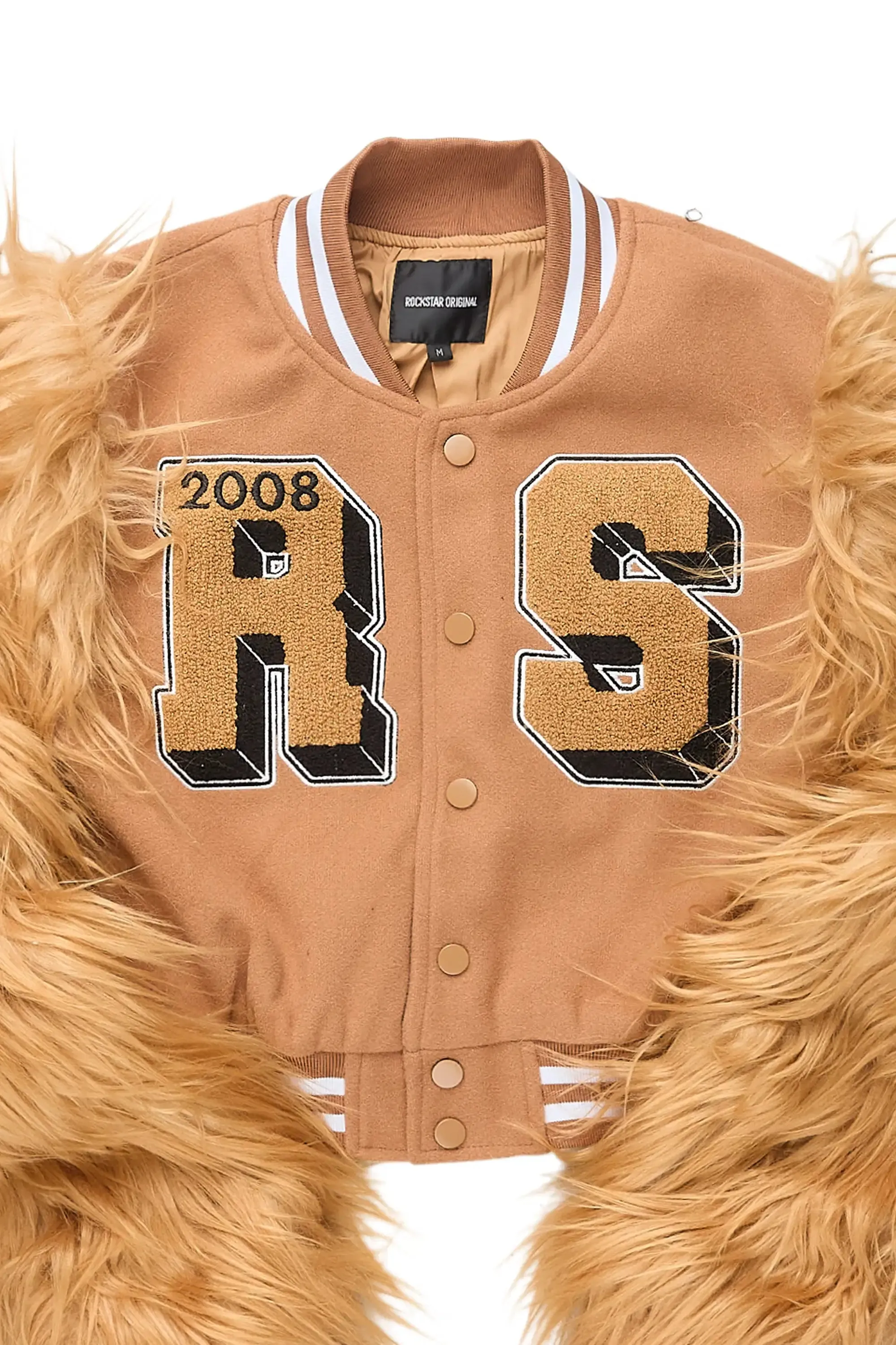 Jameicia Mocha Fur Sleeve Varsity Jacket sold by Rockstar Original product image thumbnail 5