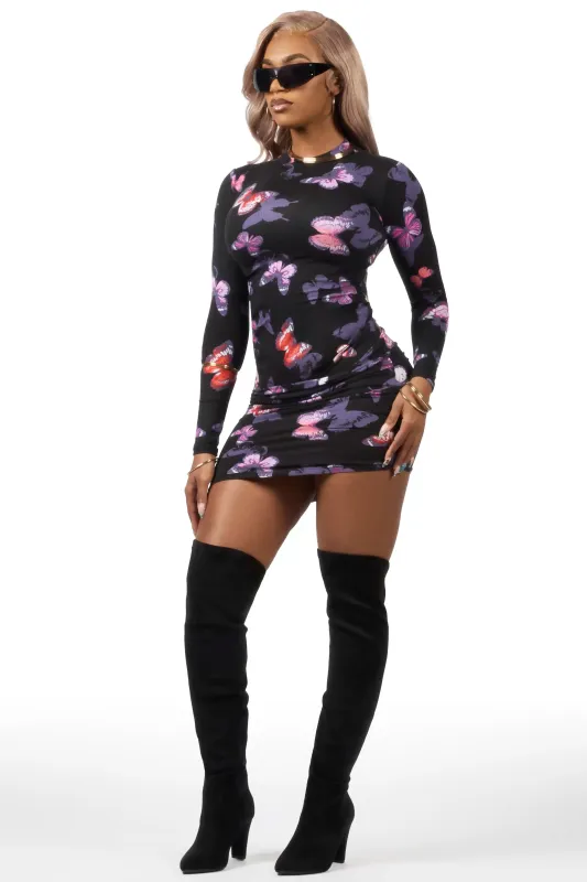Darenisha Black Long Sleeve Midi Dress sold by Rockstar Original