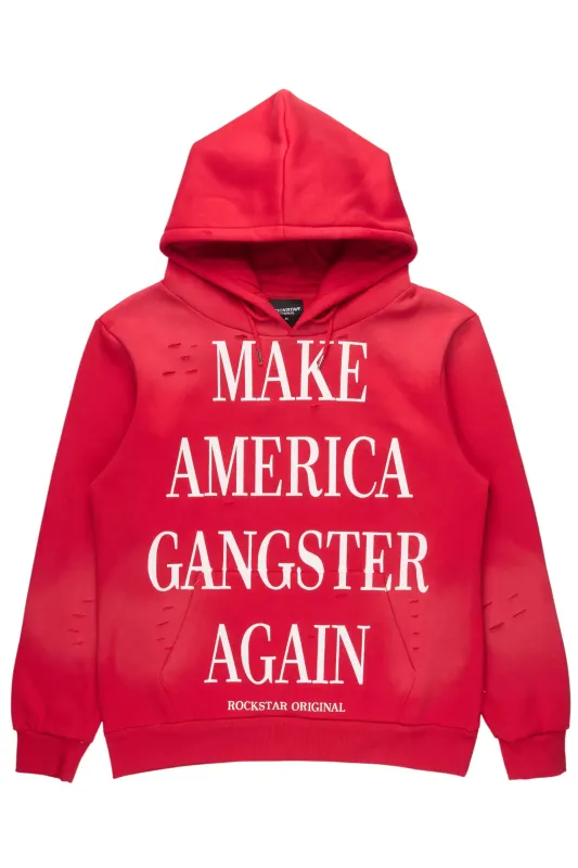 Drako Red Graphic Distressed Relaxed Hoodie sold by Rockstar Original