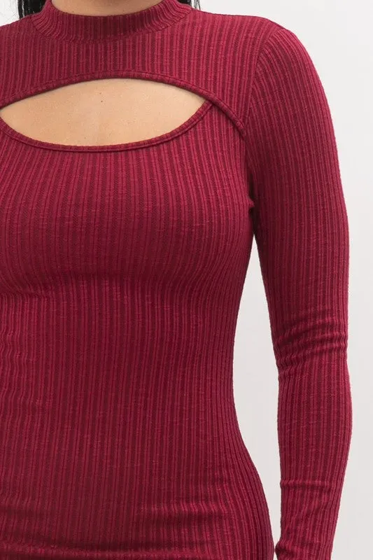 Staci Burgundy Knit Mini Dress sold by Rockstar Original product image thumbnail 4