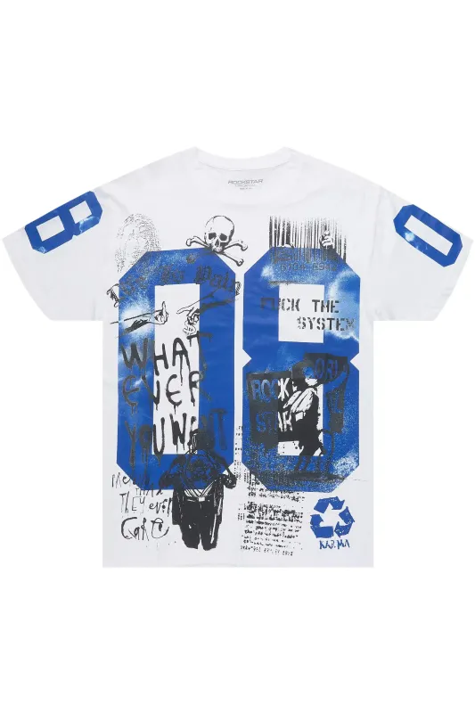 Kammile 2.0 White/Blue Oversized T-Shirt made by Rockstar Original