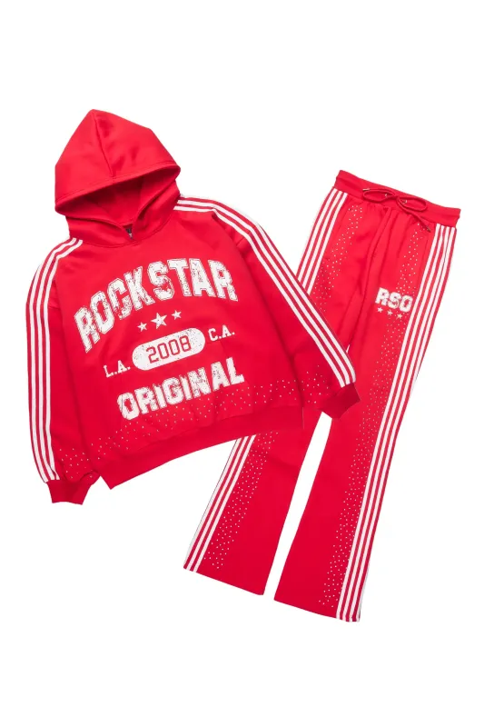 Tylla Red Rhinestone Hoodie/Baggy Pant Track Set sold by Rockstar Original