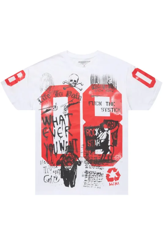 Grill 3.0 White/Red Oversized Graphic T-Shirt sold by Rockstar Original