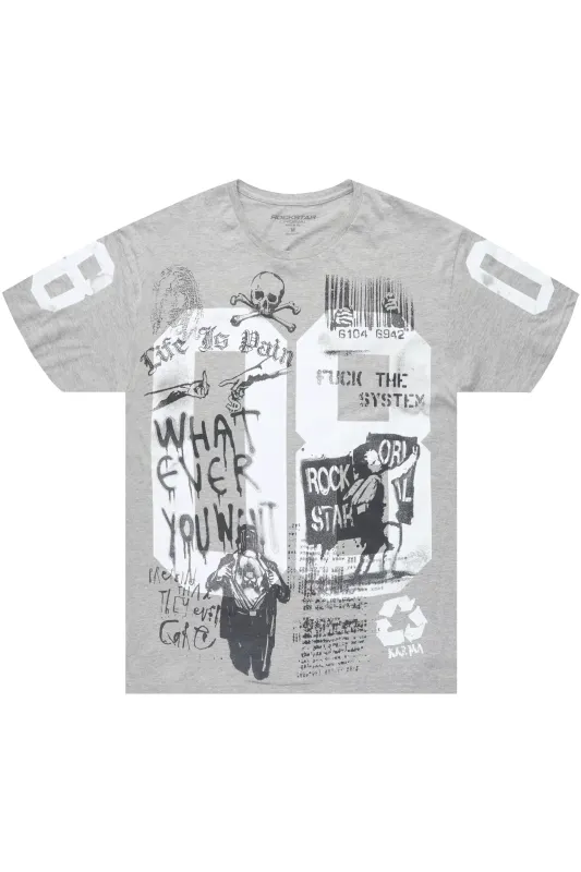 Grill 2.0 Grey/Black Oversized Graphic T-Shirt sold by Rockstar Original