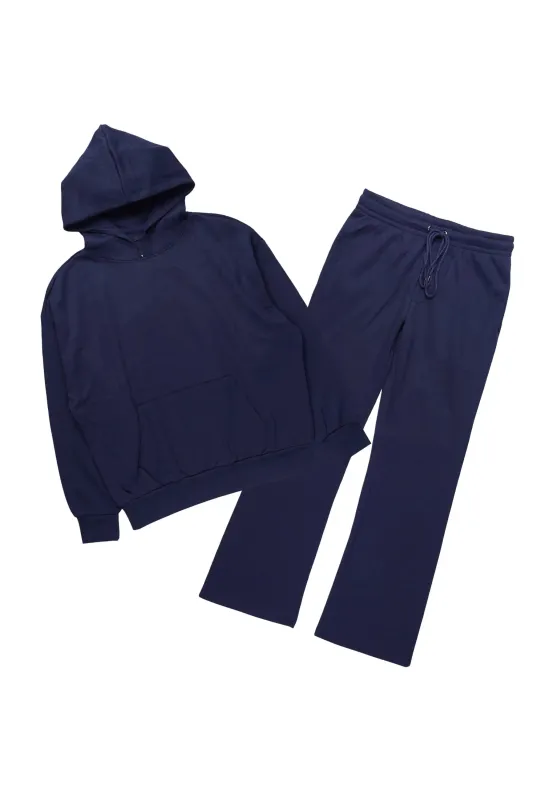 Basic Navy Hoodie Relaxed Track Set made by Rockstar Original