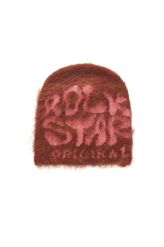 Akeya Brown Knit Mohair Beanie sold by Rockstar Original