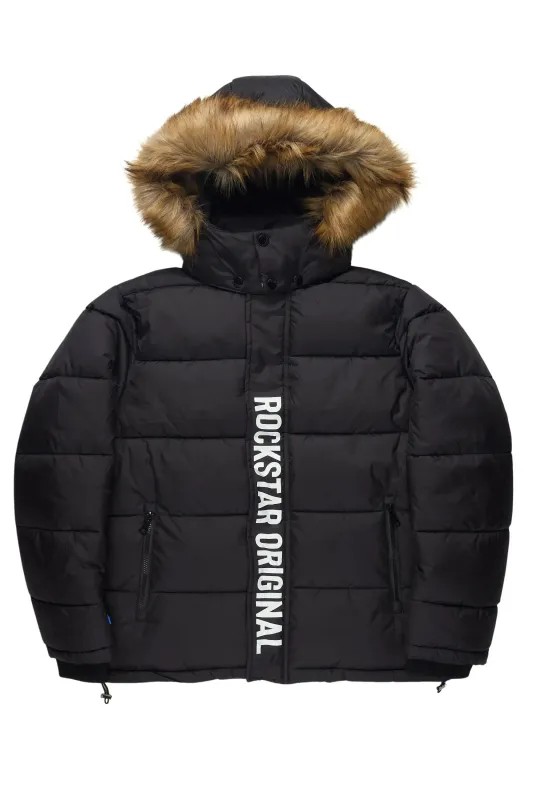 Frostbite Black/Brown Puffer Jacket sold by Rockstar Original