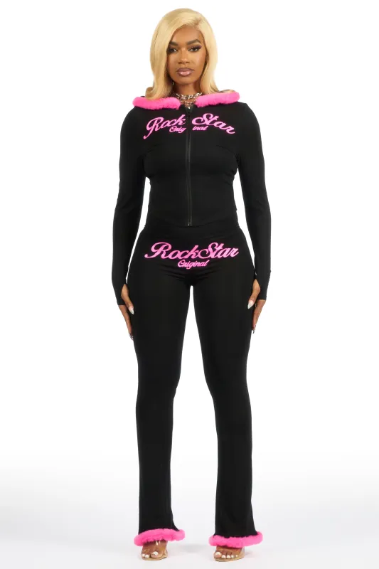 Metrie Black Lounge Track Set With Fur Trim sold by Rockstar Original