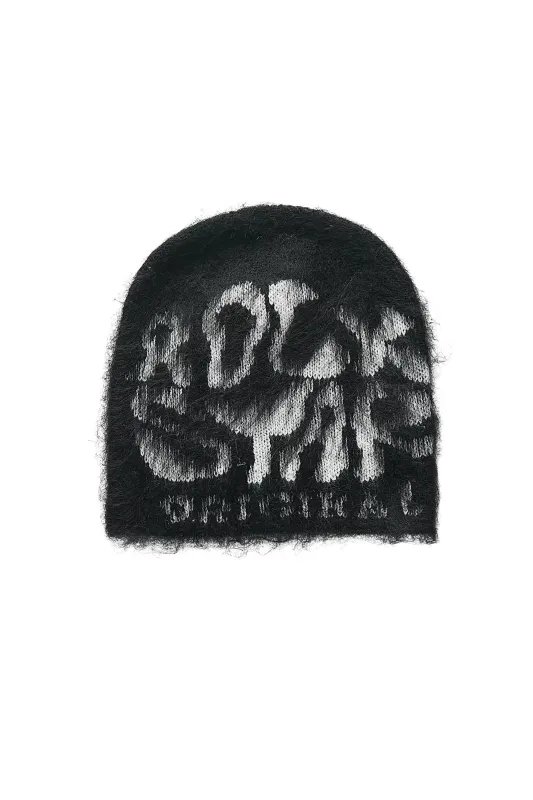 Akeya Black Knit Mohair Beanie sold by Rockstar Original