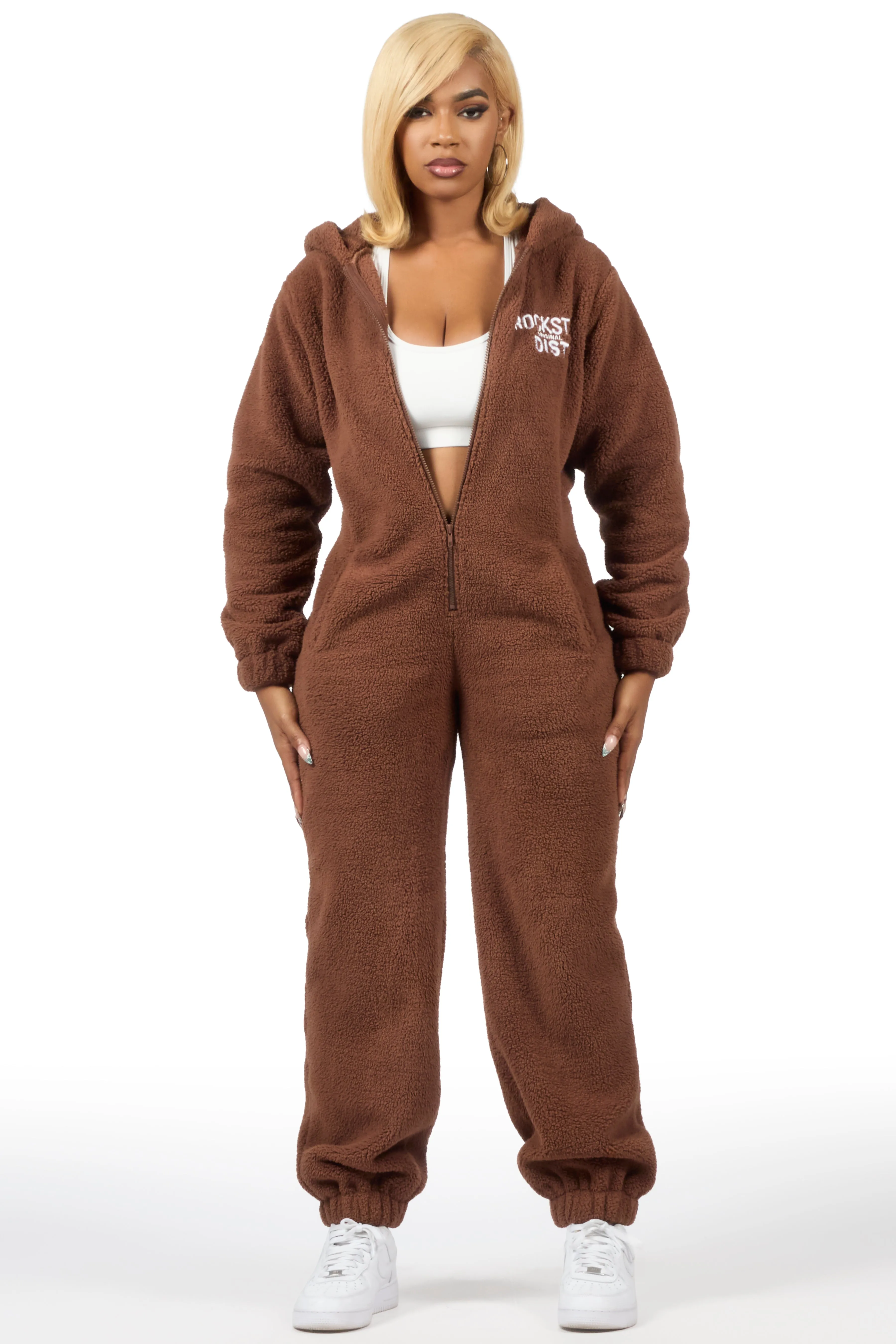 Kimani Mocha Sherpa Jumpsuit sold by Rockstar Original product image thumbnail 2