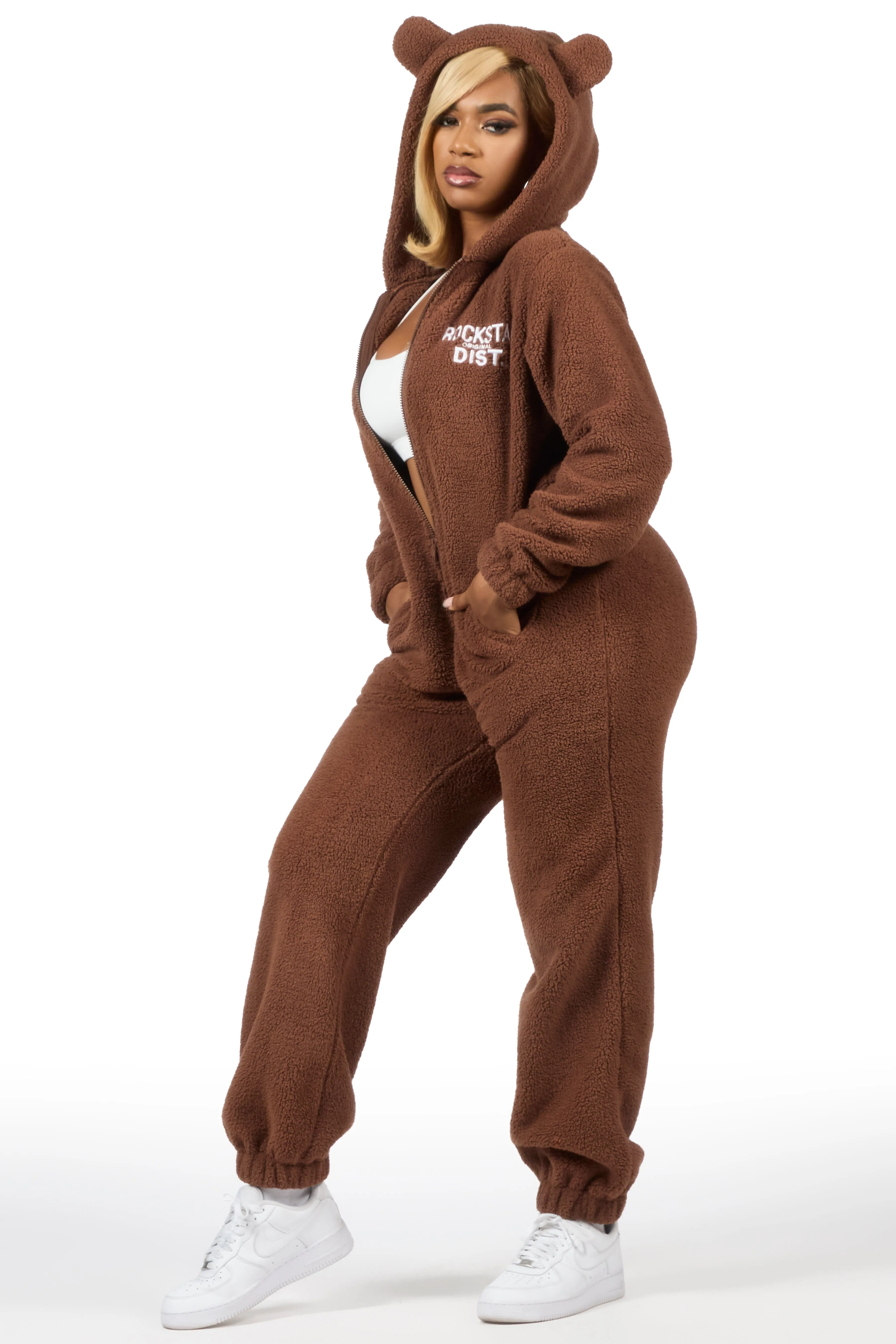 Kimani Mocha Sherpa Jumpsuit sold by Rockstar Original