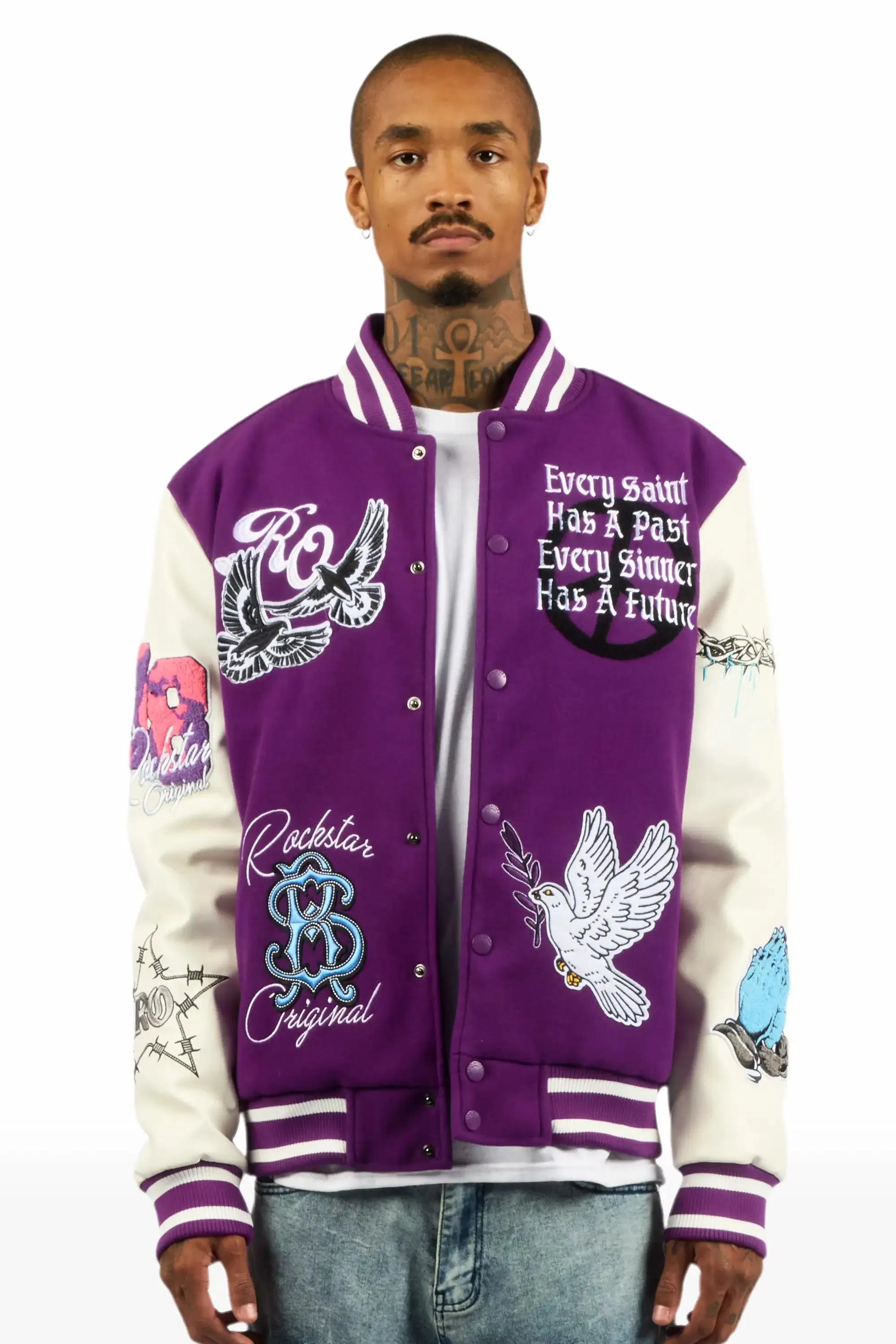 Warpath Purple Varsity Jacket sold by Rockstar Original product image thumbnail 2