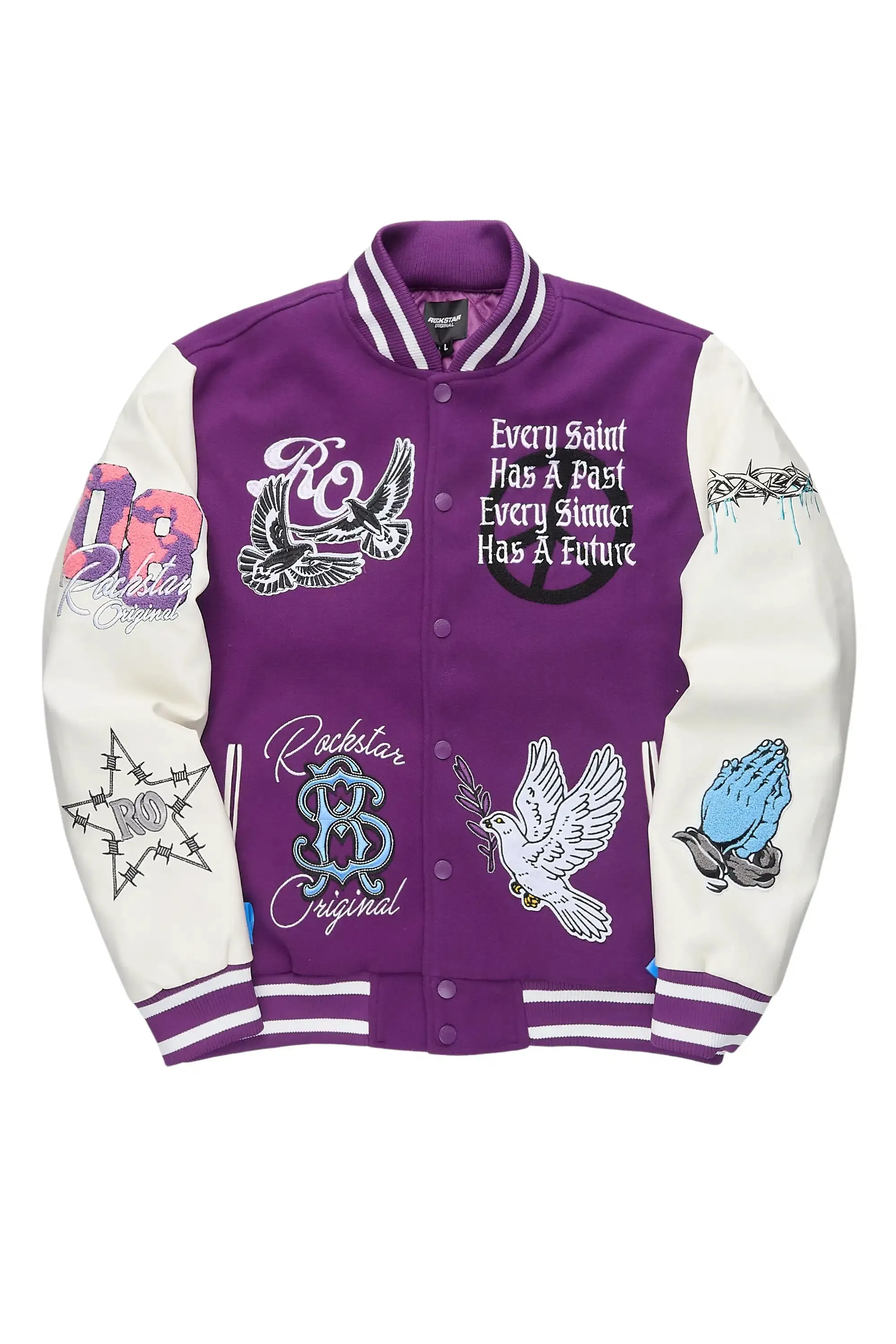 Warpath Purple Varsity Jacket sold by Rockstar Original