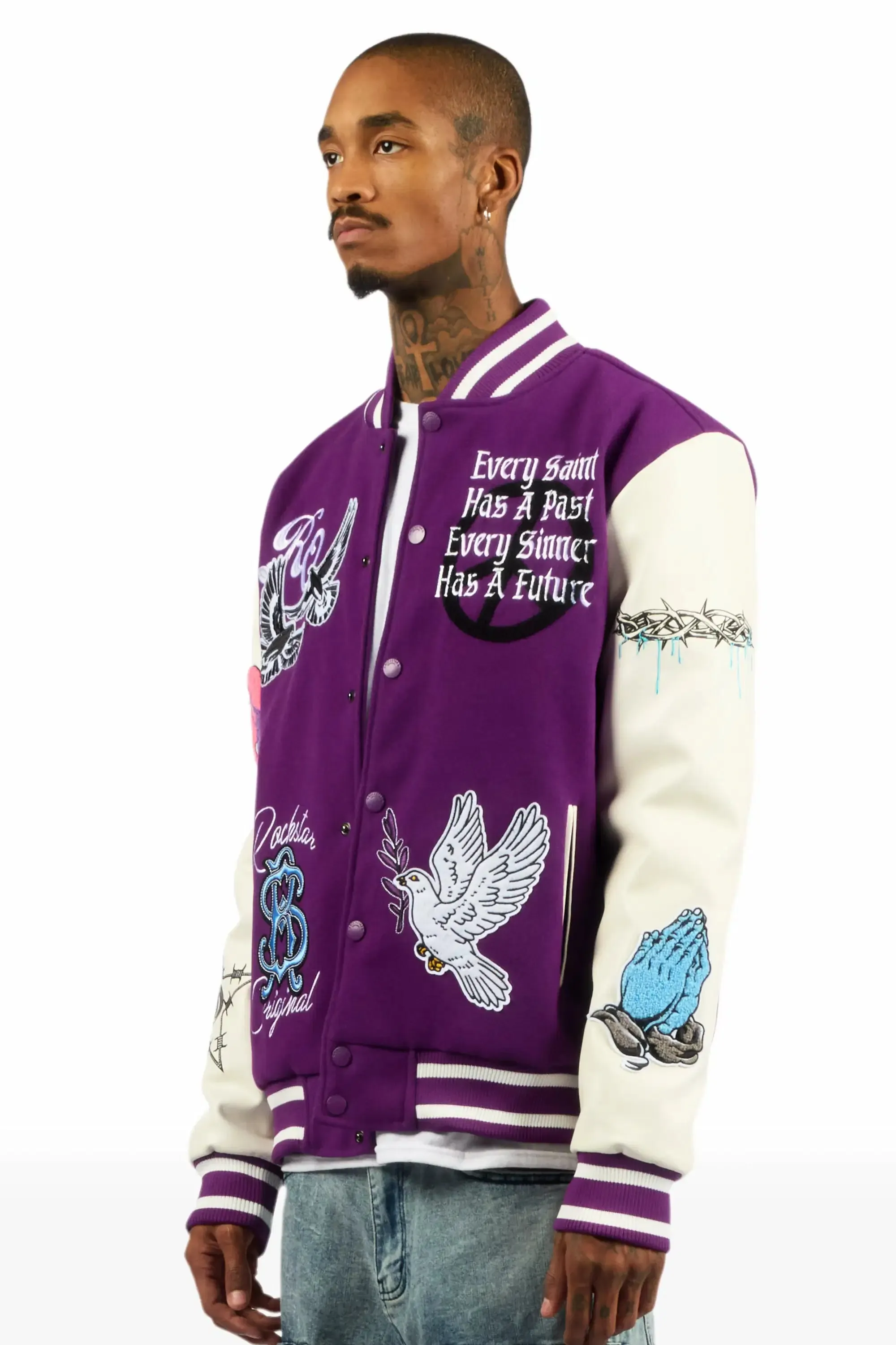 Warpath Purple Varsity Jacket sold by Rockstar Original product image thumbnail 5
