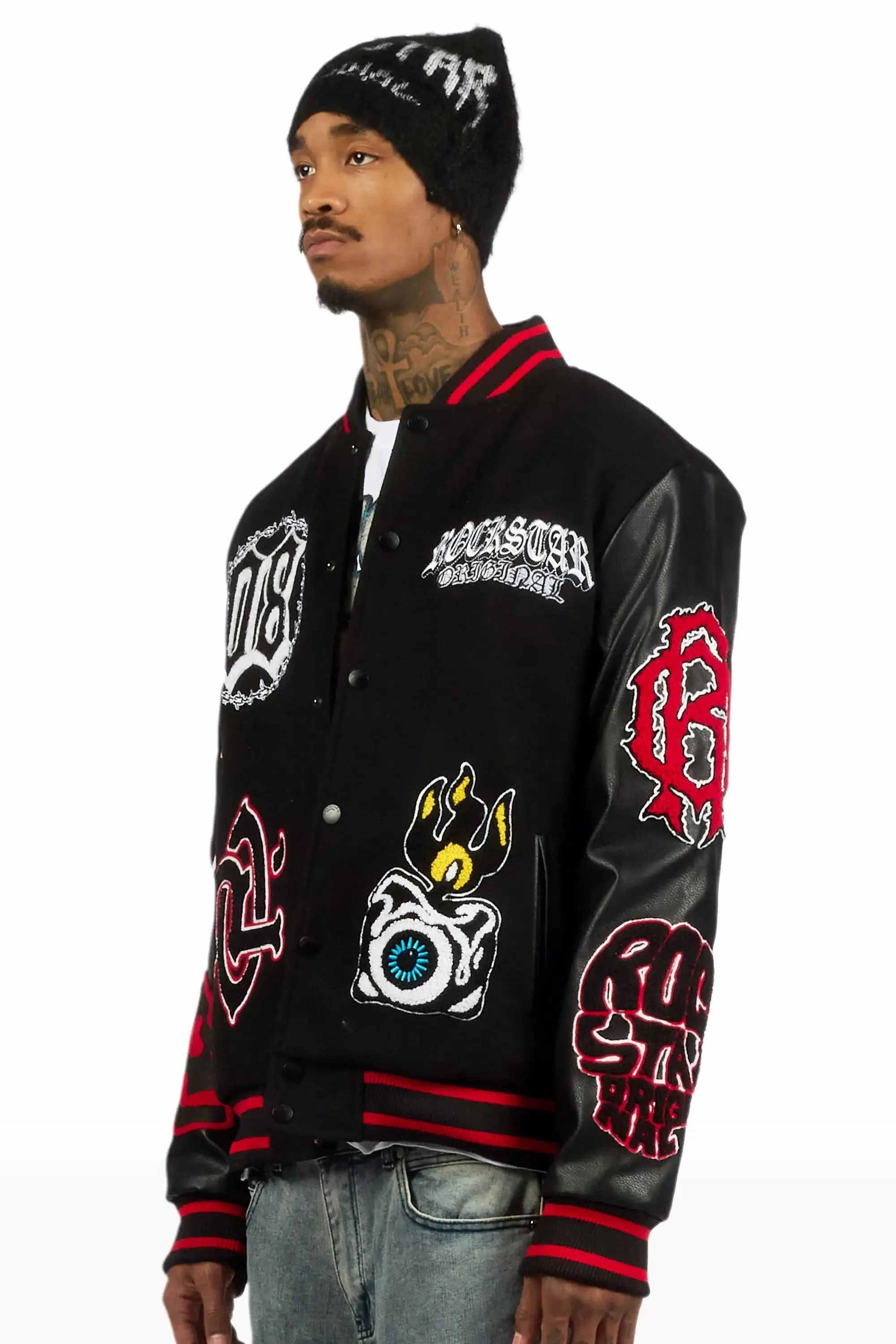 Syndicate Black Varsity Jacket sold by Rockstar Original product image thumbnail 5