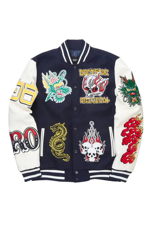 Python Navy Varsity Jacket sold by Rockstar Original