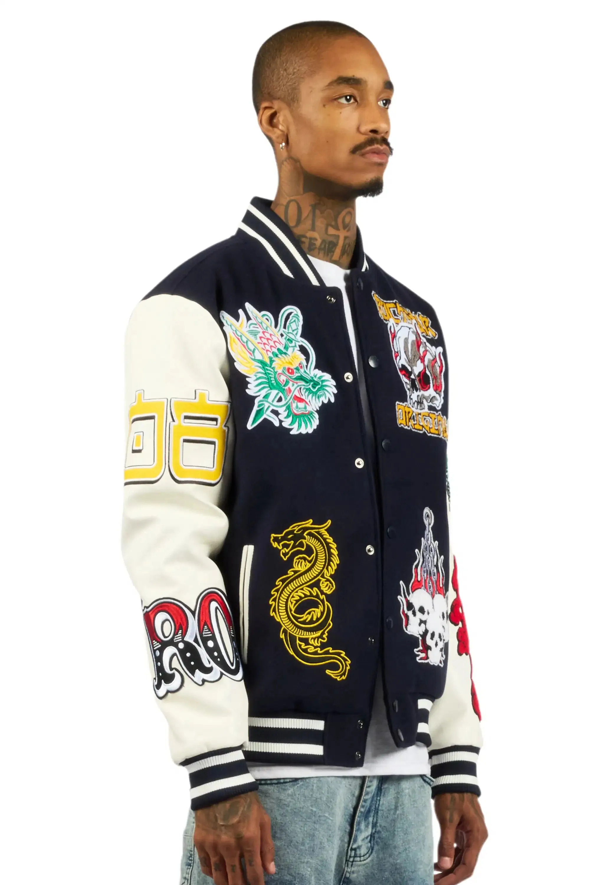 Python Navy Varsity Jacket sold by Rockstar Original product image thumbnail 4