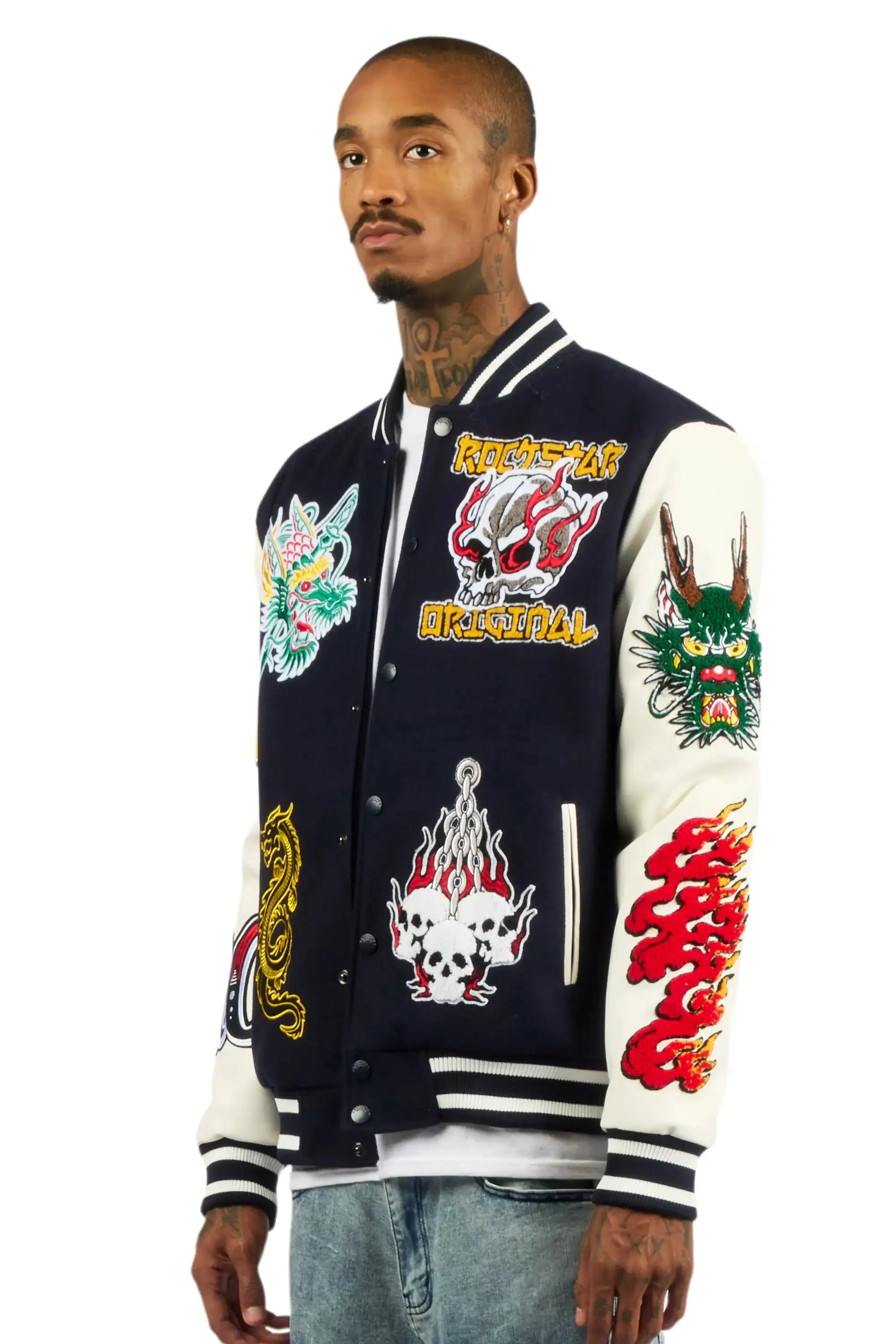 Python Navy Varsity Jacket sold by Rockstar Original product image thumbnail 5