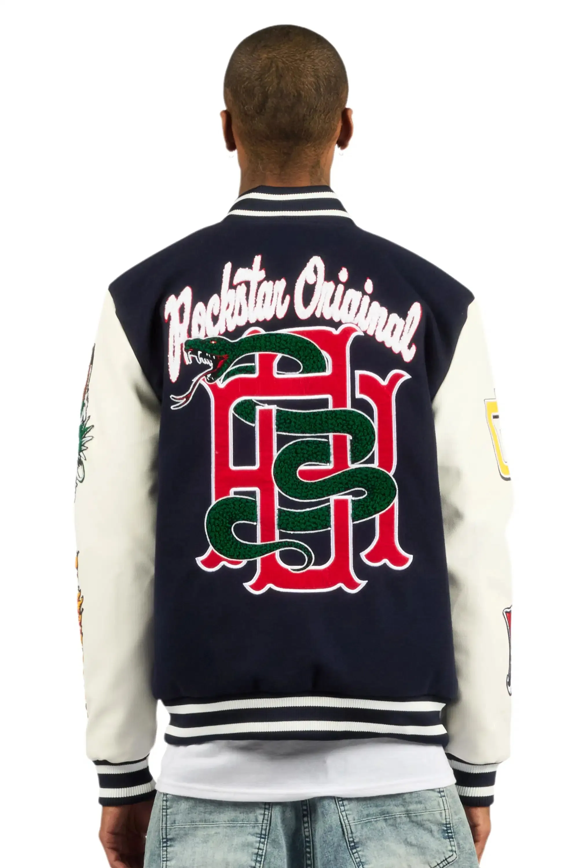 Python Navy Varsity Jacket sold by Rockstar Original product image thumbnail 3