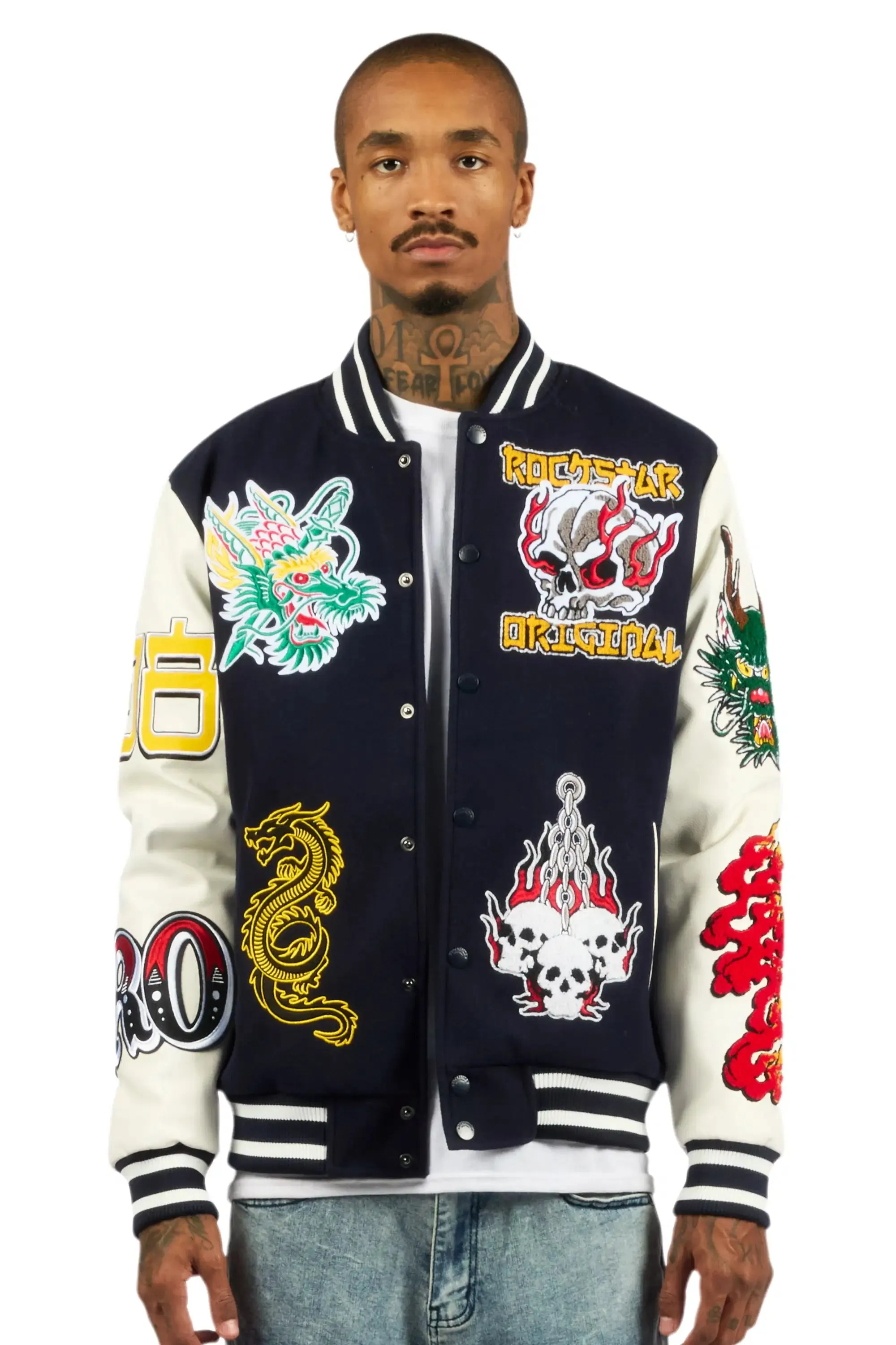 Python Navy Varsity Jacket sold by Rockstar Original product image thumbnail 2