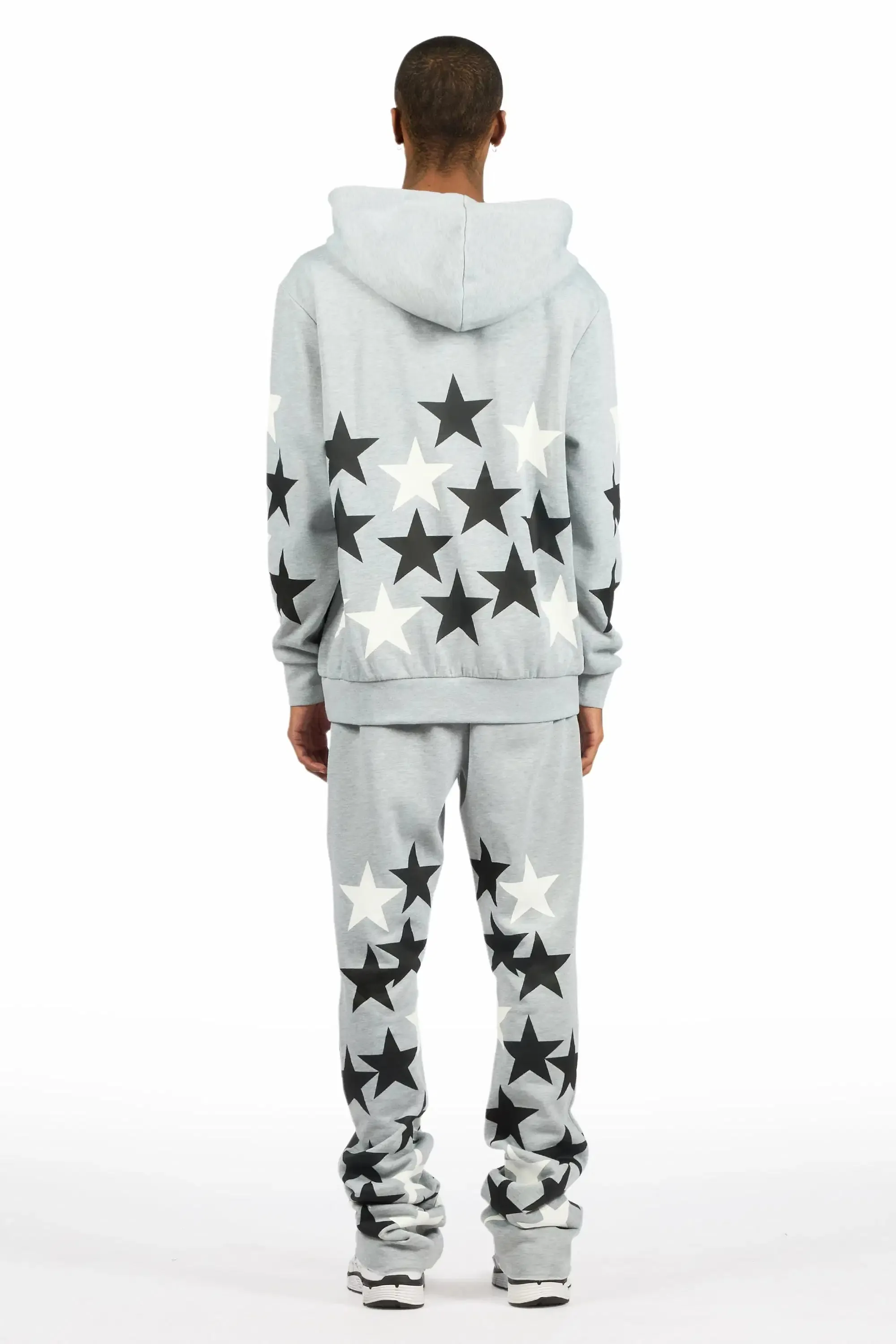 Starlane Heather Grey/Black Hoodie Stacked Flare Fit Track Set sold by Rockstar Original product image thumbnail 4