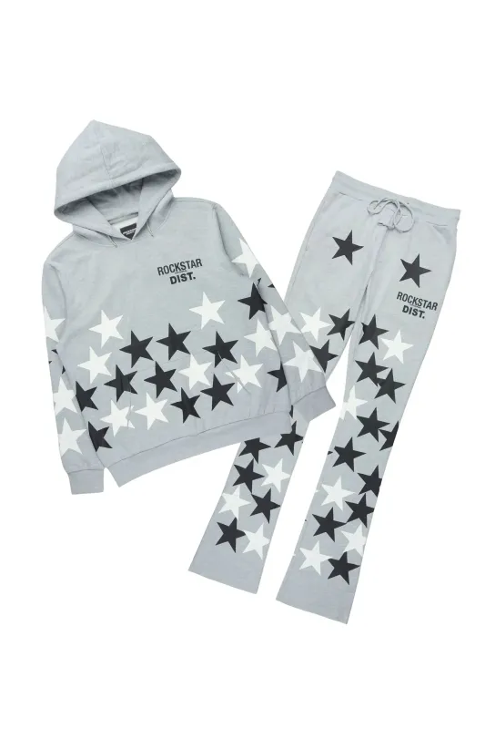 Starlane Heather Grey/Black Hoodie Stacked Flare Fit Track Set sold by Rockstar Original