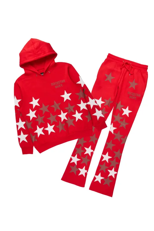 Starlane Red Hoodie Stacked Flare Fit Track Set sold by Rockstar Original