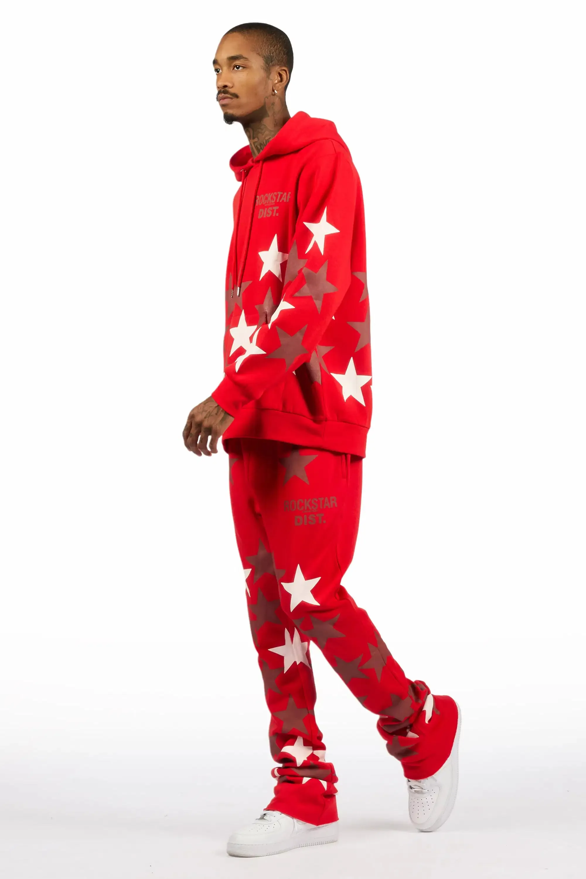 Starlane Red Hoodie Stacked Flare Fit Track Set sold by Rockstar Original product image thumbnail 5