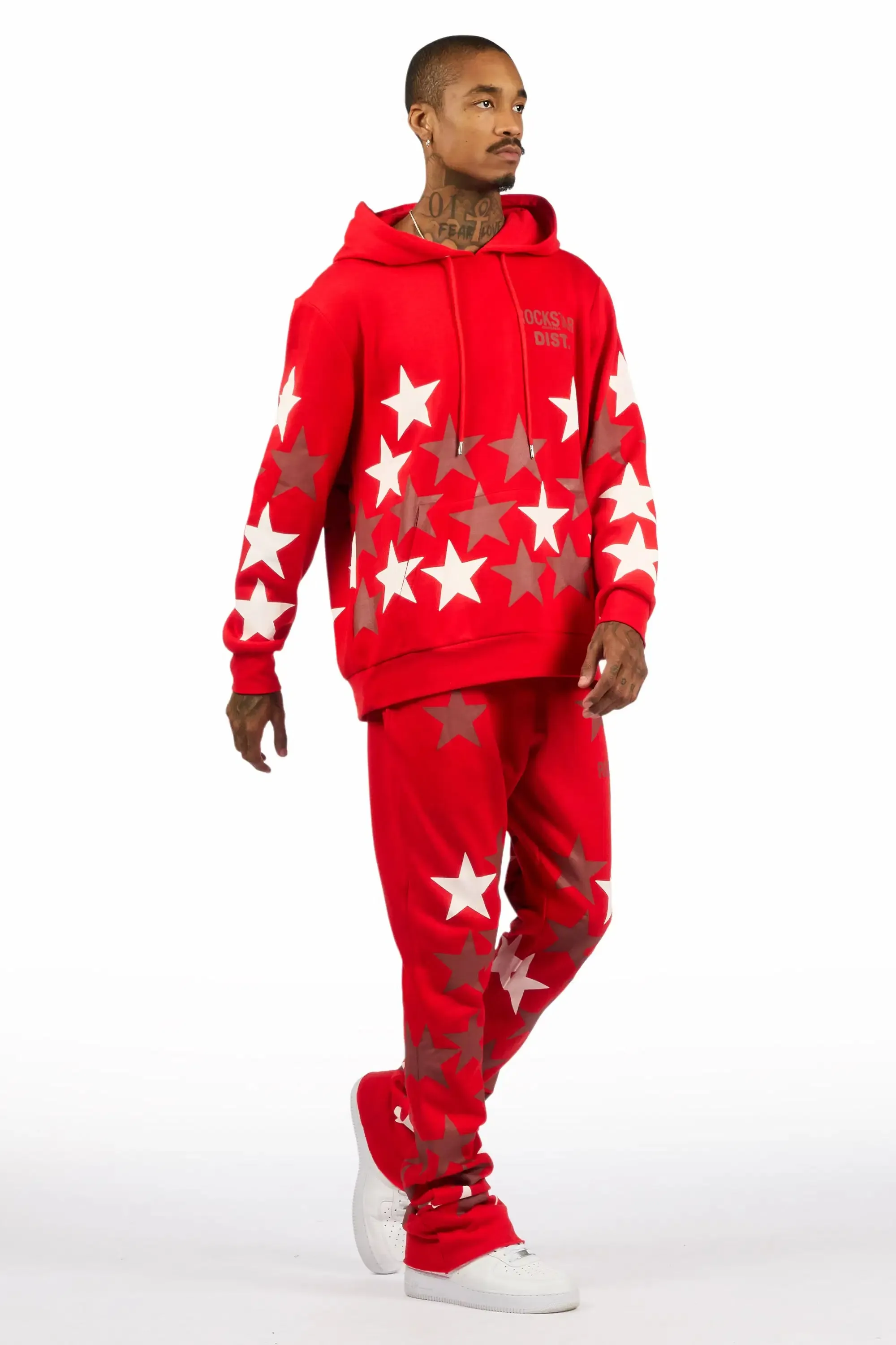 Starlane Red Hoodie Stacked Flare Fit Track Set sold by Rockstar Original product image thumbnail 3