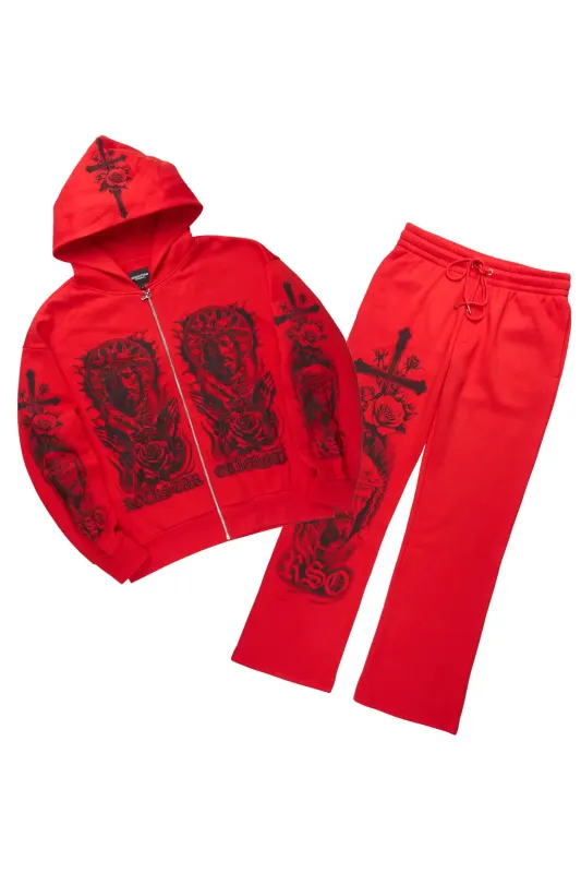 Blasted Red Hoodie/Baggy Pant Track Set sold by Rockstar Original