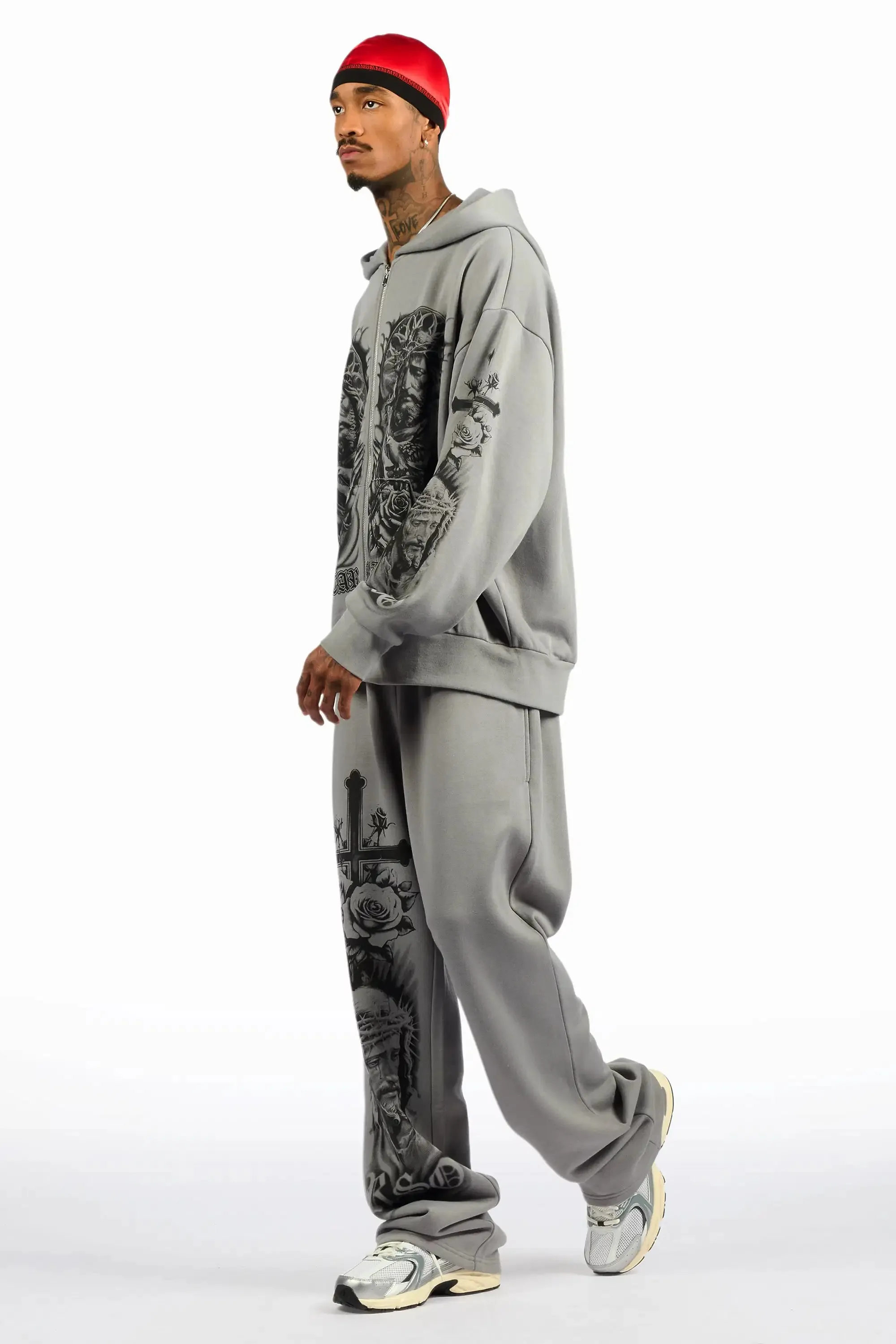 Blasted Grey Hoodie/Baggy Pant Track Set sold by Rockstar Original product image thumbnail 5
