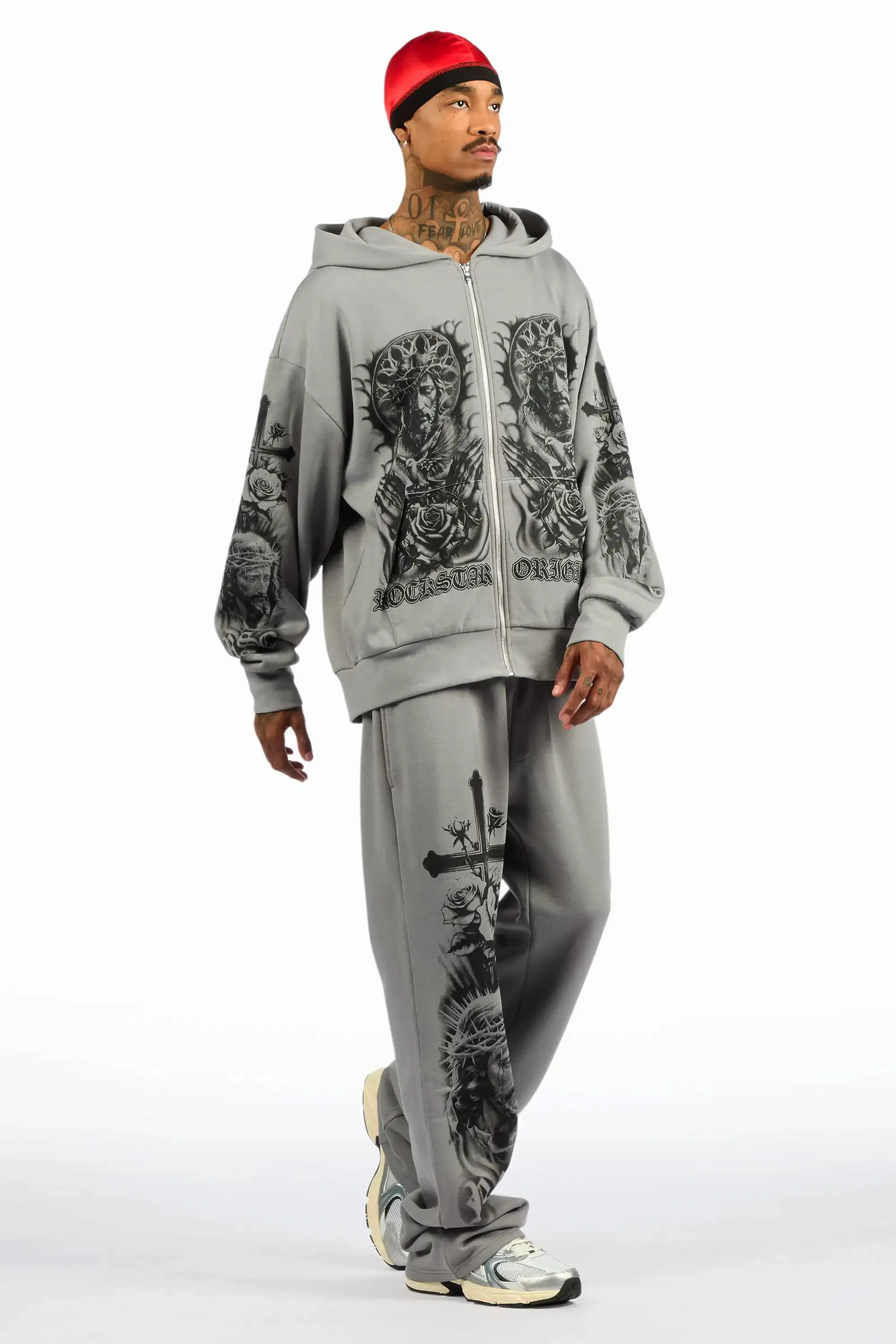 Blasted Grey Hoodie/Baggy Pant Track Set sold by Rockstar Original product image thumbnail 3