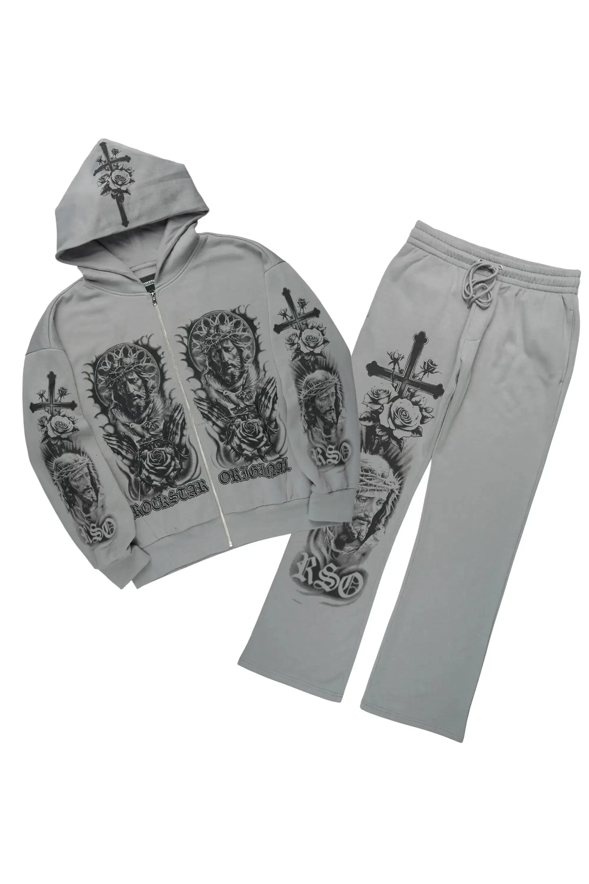 Blasted Grey Hoodie/Baggy Pant Track Set sold by Rockstar Original