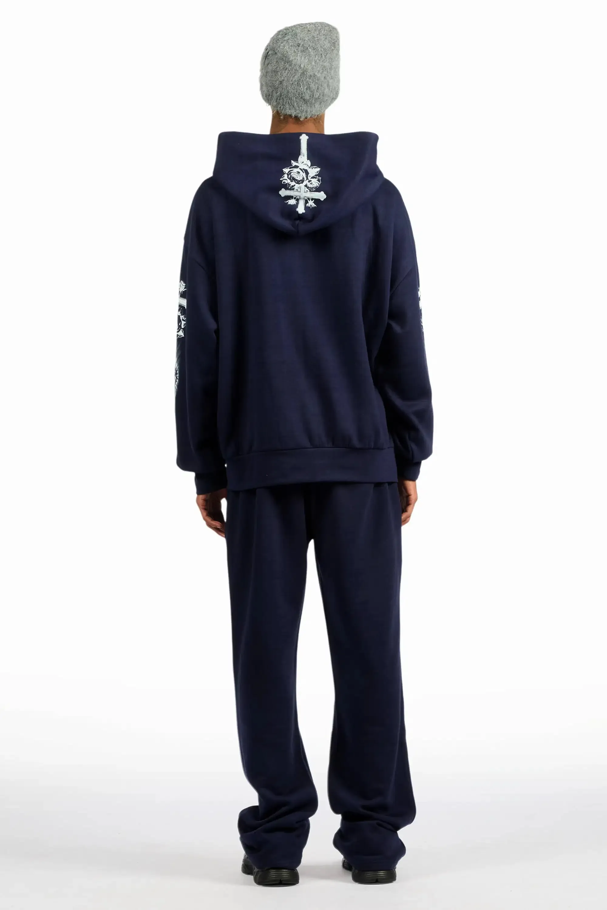 Blasted Navy/White Hoodie/Baggy Pant Track Set sold by Rockstar Original product image thumbnail 4