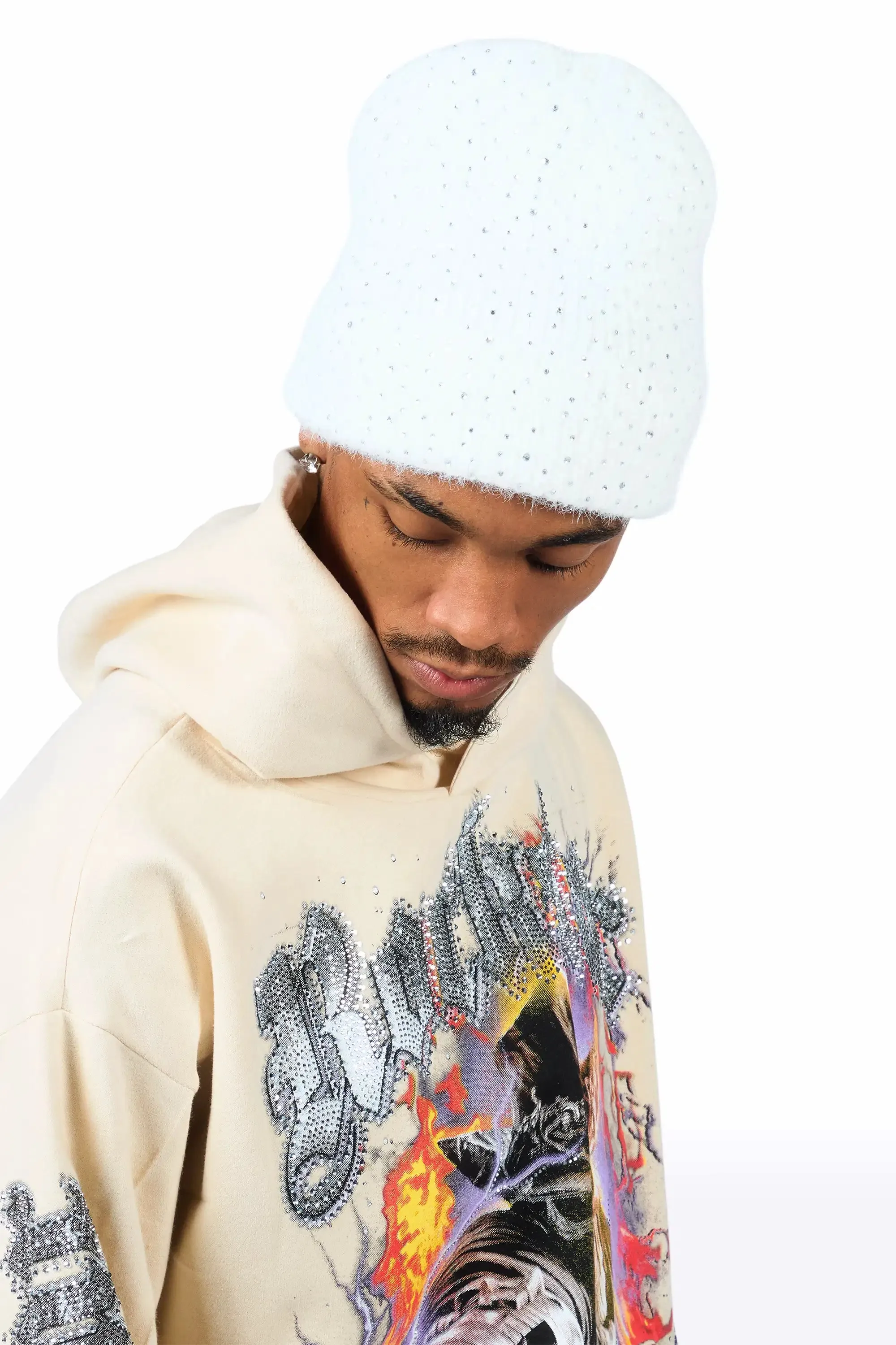 Noir White Rhinestone Beanie sold by Rockstar Original product image thumbnail 4