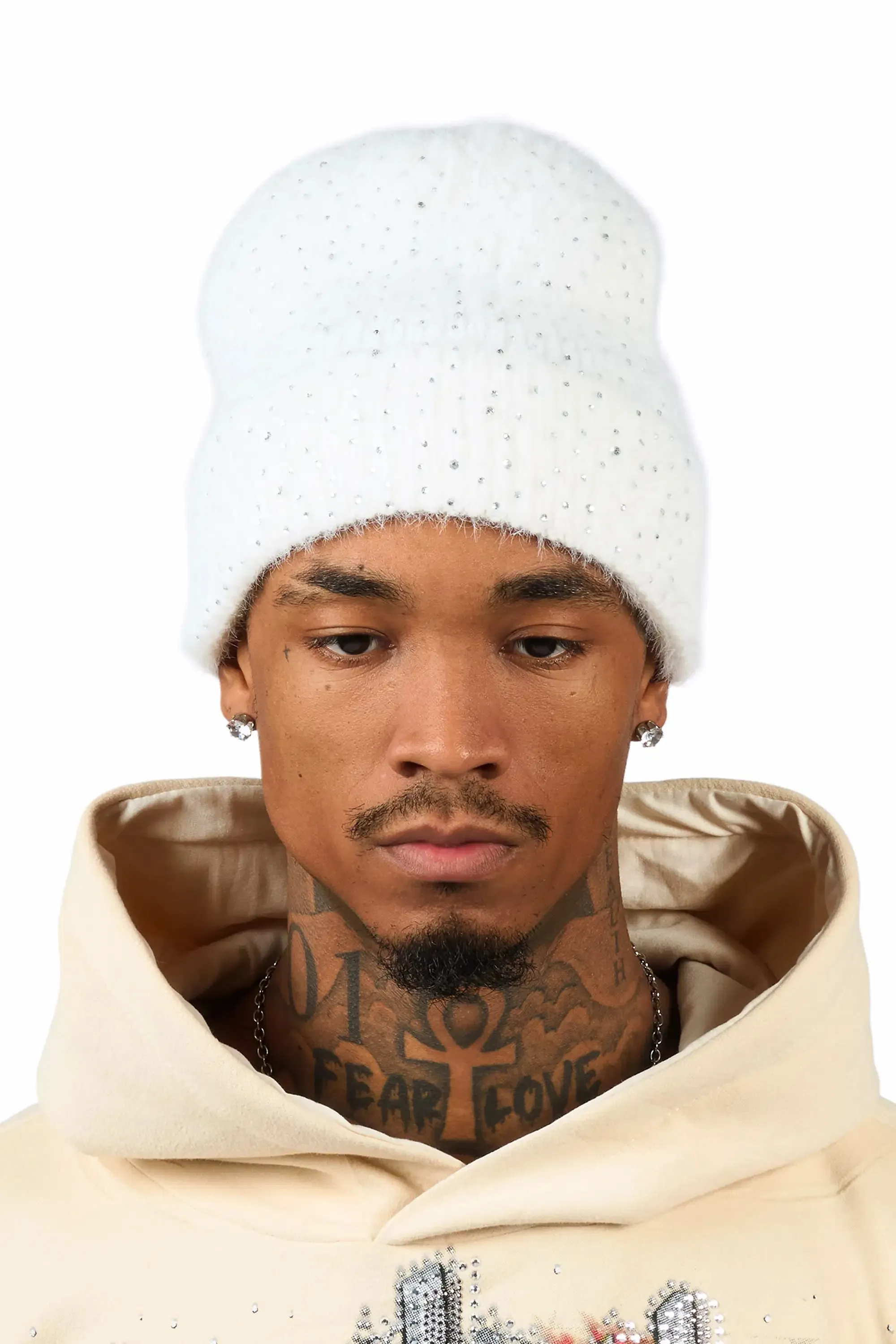 Noir White Rhinestone Beanie sold by Rockstar Original product image thumbnail 2