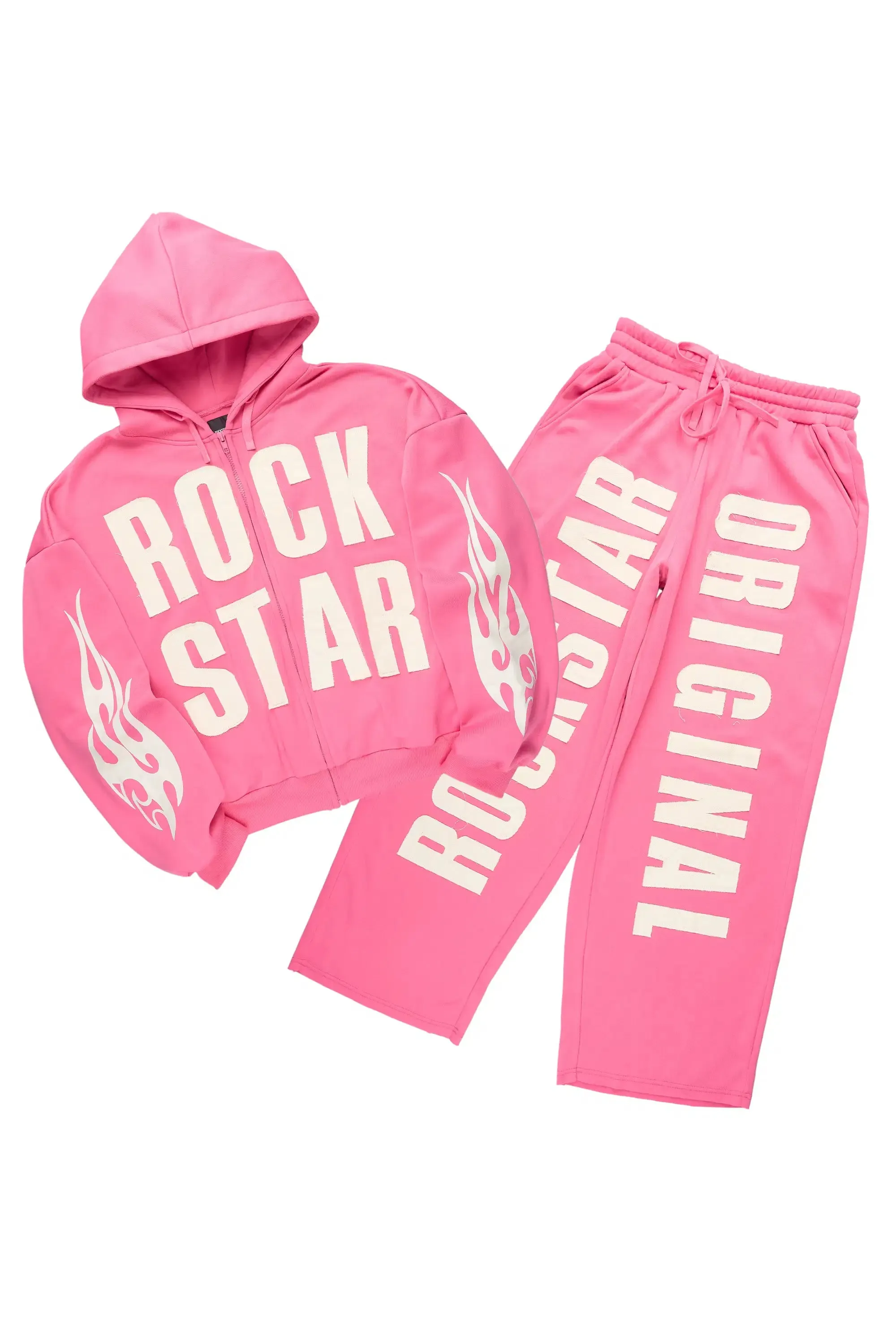 Ashira Hot Pink Baggy Fit Zip Up Track Set sold by Rockstar Original product image thumbnail 3