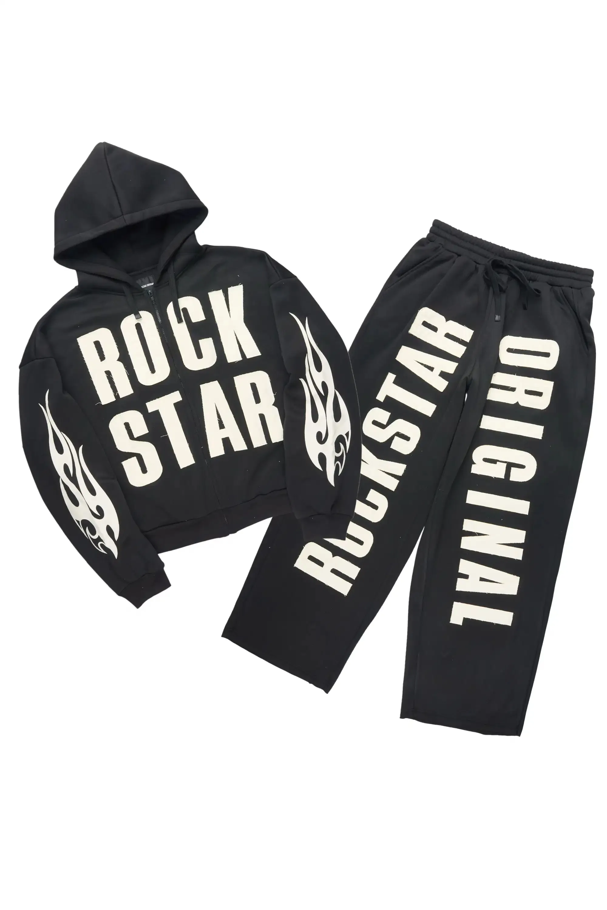 Ashira Black Baggy Fit Zip Up Track Set sold by Rockstar Original product image thumbnail 3