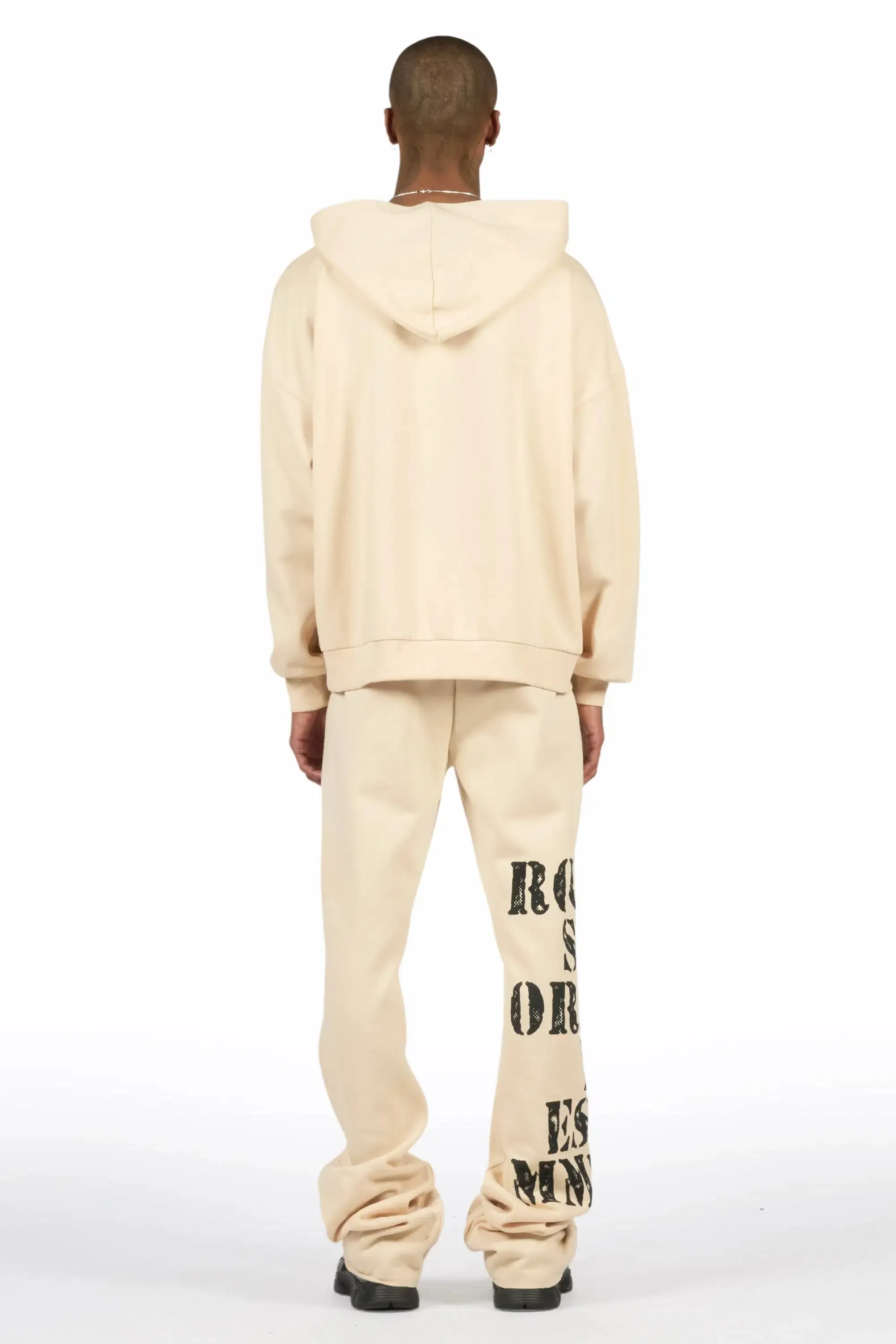 Borya Beige Rhinestone Hoodie/Stacked Pant Track Set sold by Rockstar Original product image thumbnail 4