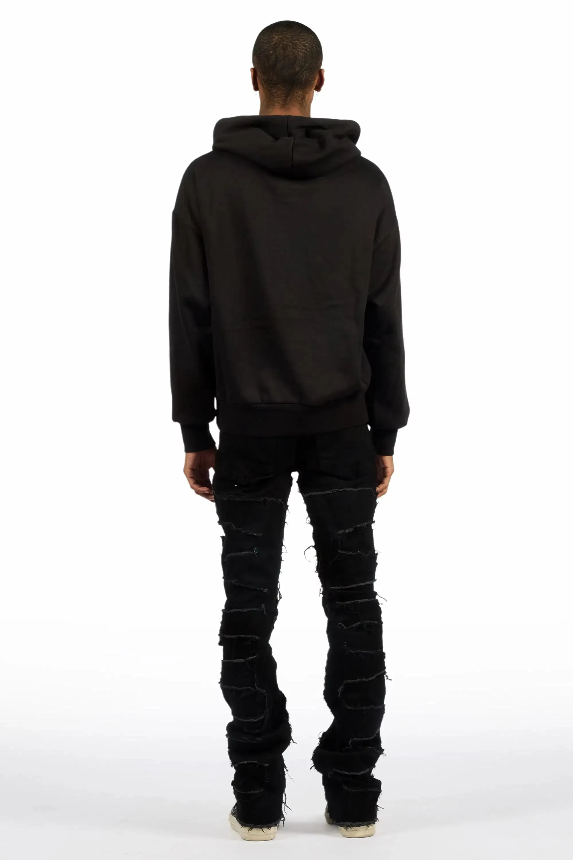 Saxon Black/Grey Hoodie/Stacked Flare Jean Set sold by Rockstar Original product image thumbnail 4