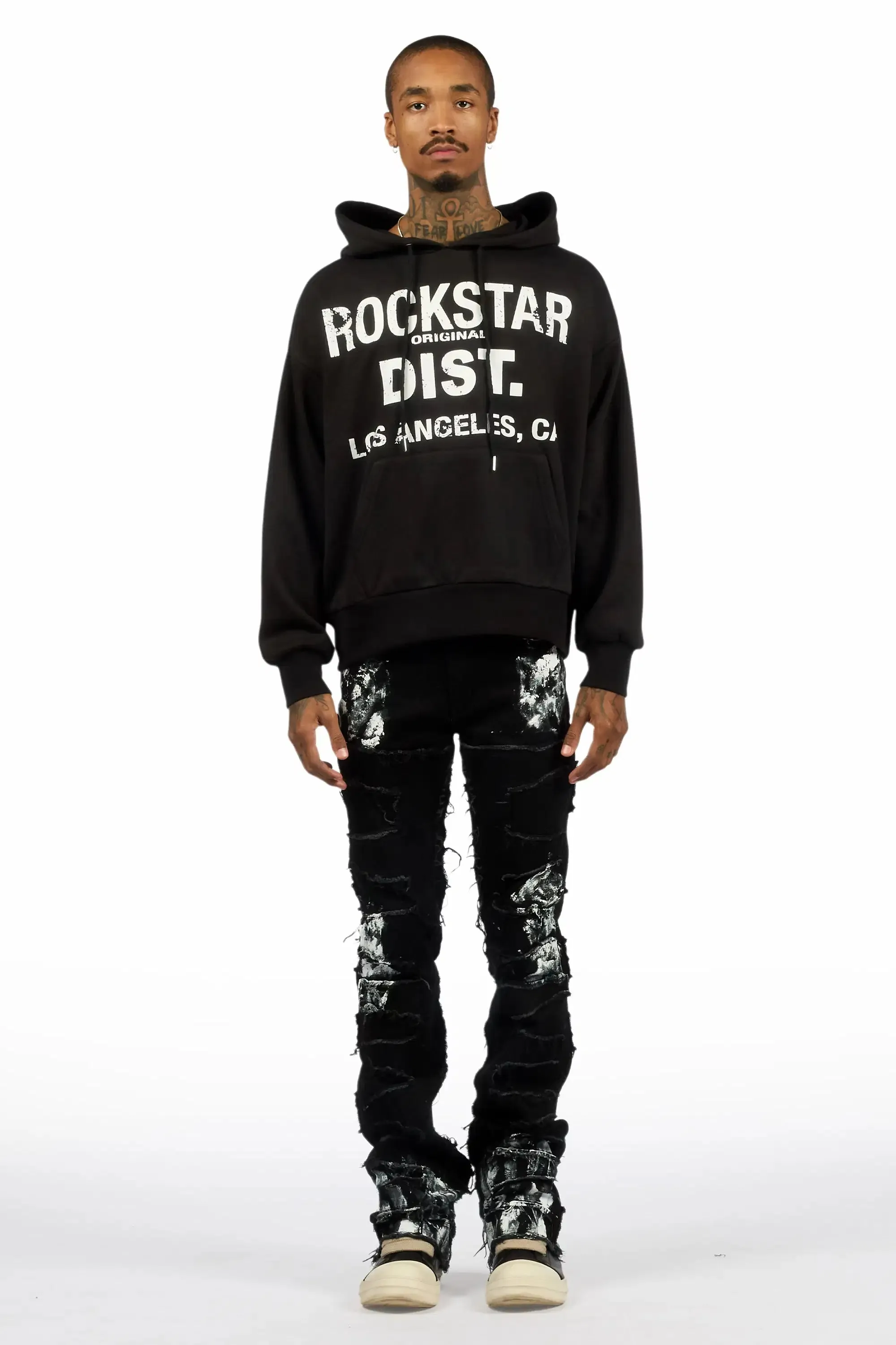Saxon Black/Grey Hoodie/Stacked Flare Jean Set sold by Rockstar Original product image thumbnail 2
