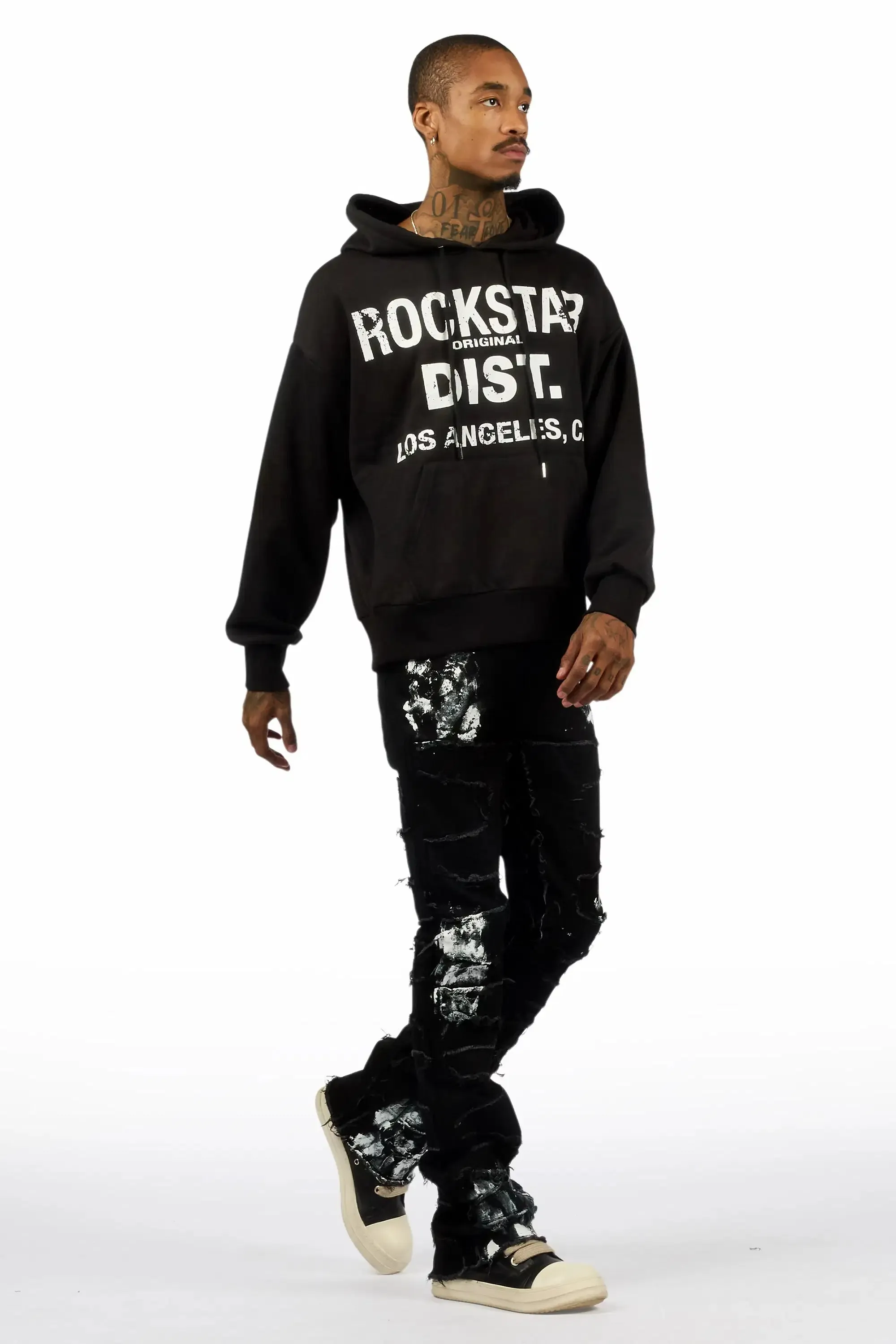 Saxon Black/Grey Hoodie/Stacked Flare Jean Set sold by Rockstar Original product image thumbnail 3