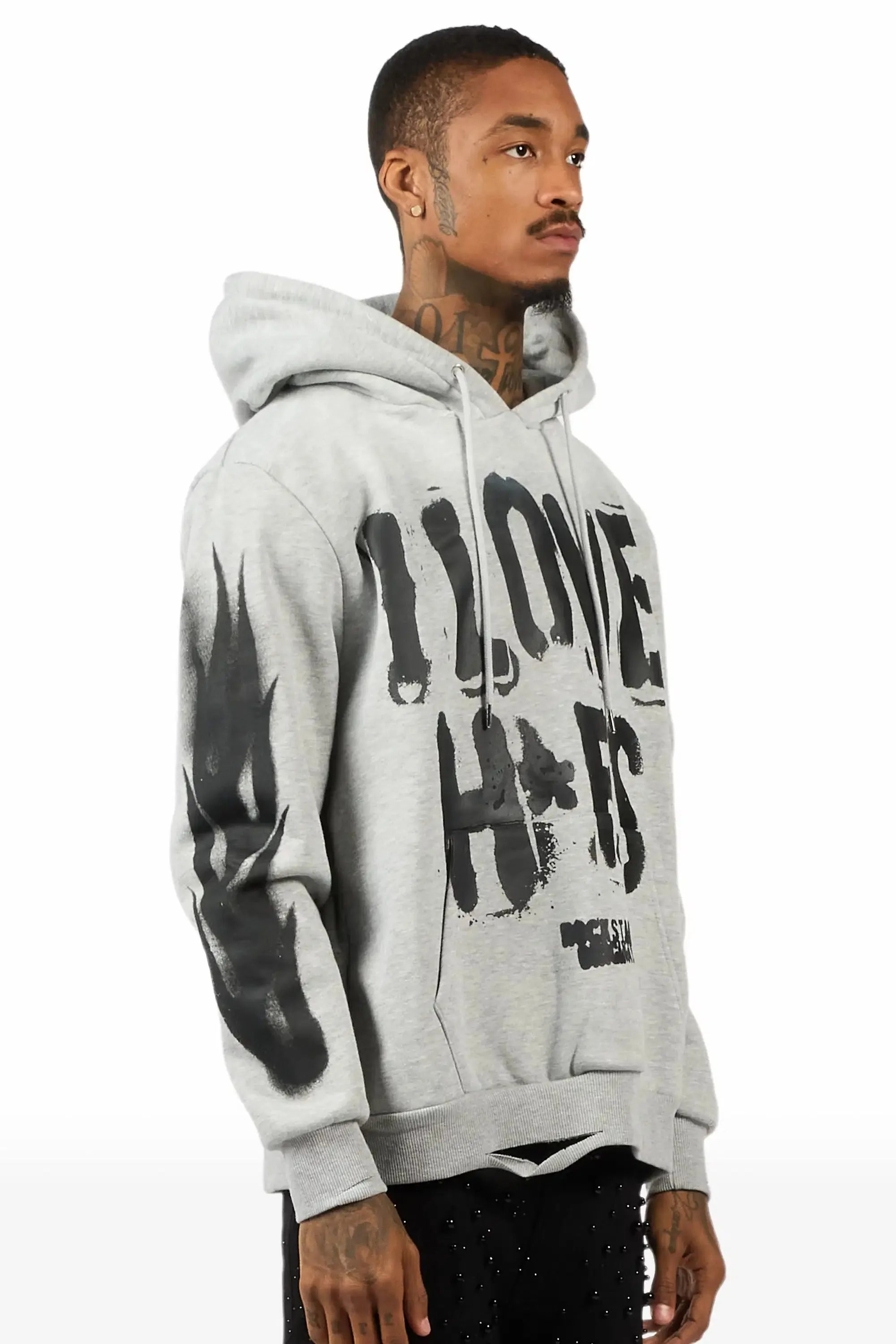 Banyan Heather Grey Graphic Relaxed Hoodie sold by Rockstar Original product image thumbnail 3