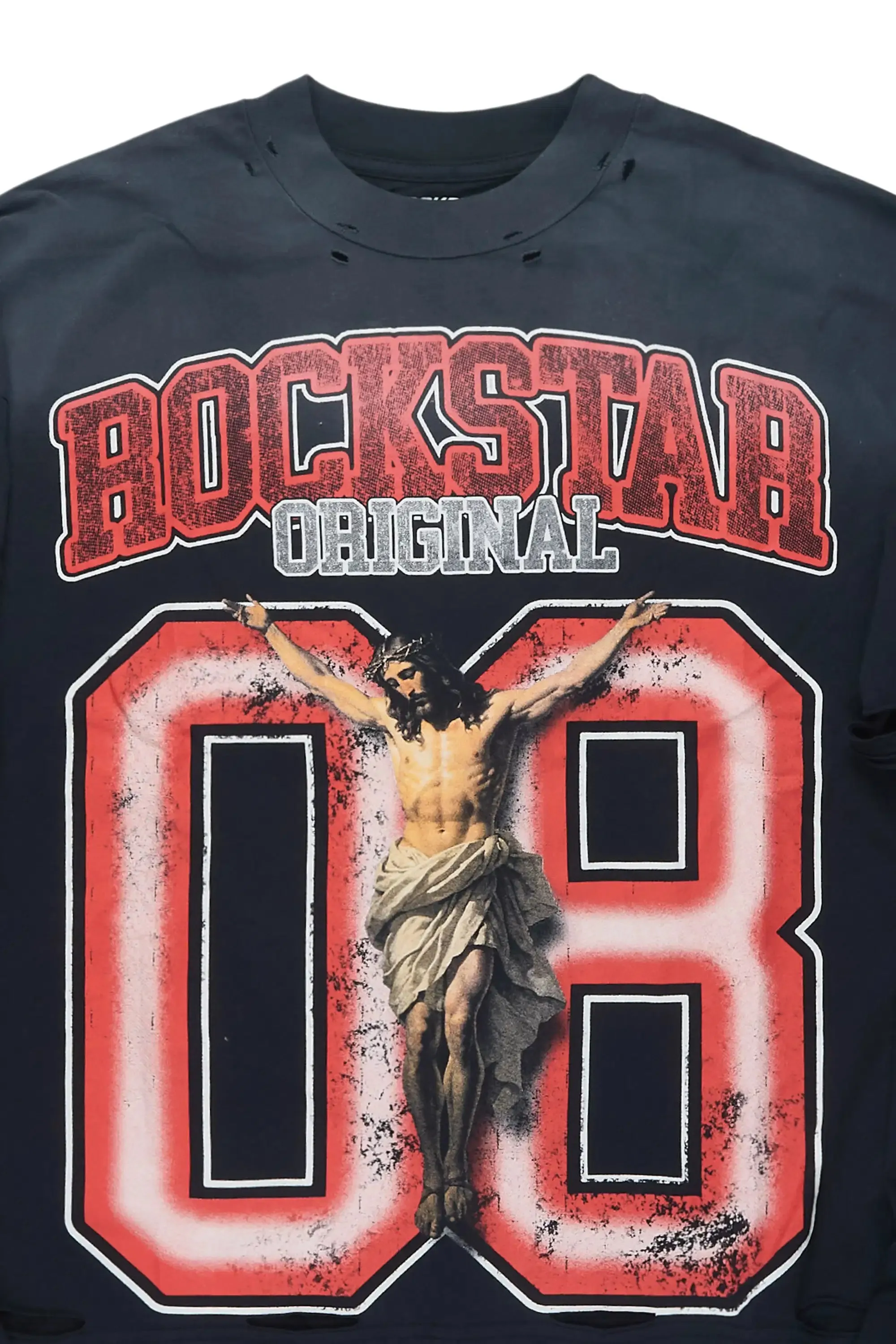 Fields Black/Red Double Layer Long Sleeve Graphic T-Shirt sold by Rockstar Original product image thumbnail 2