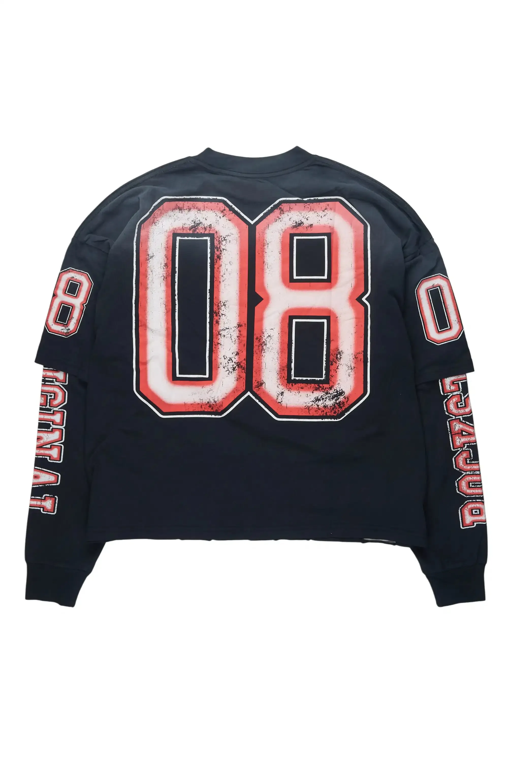 Fields Black/Red Double Layer Long Sleeve Graphic T-Shirt sold by Rockstar Original product image thumbnail 3