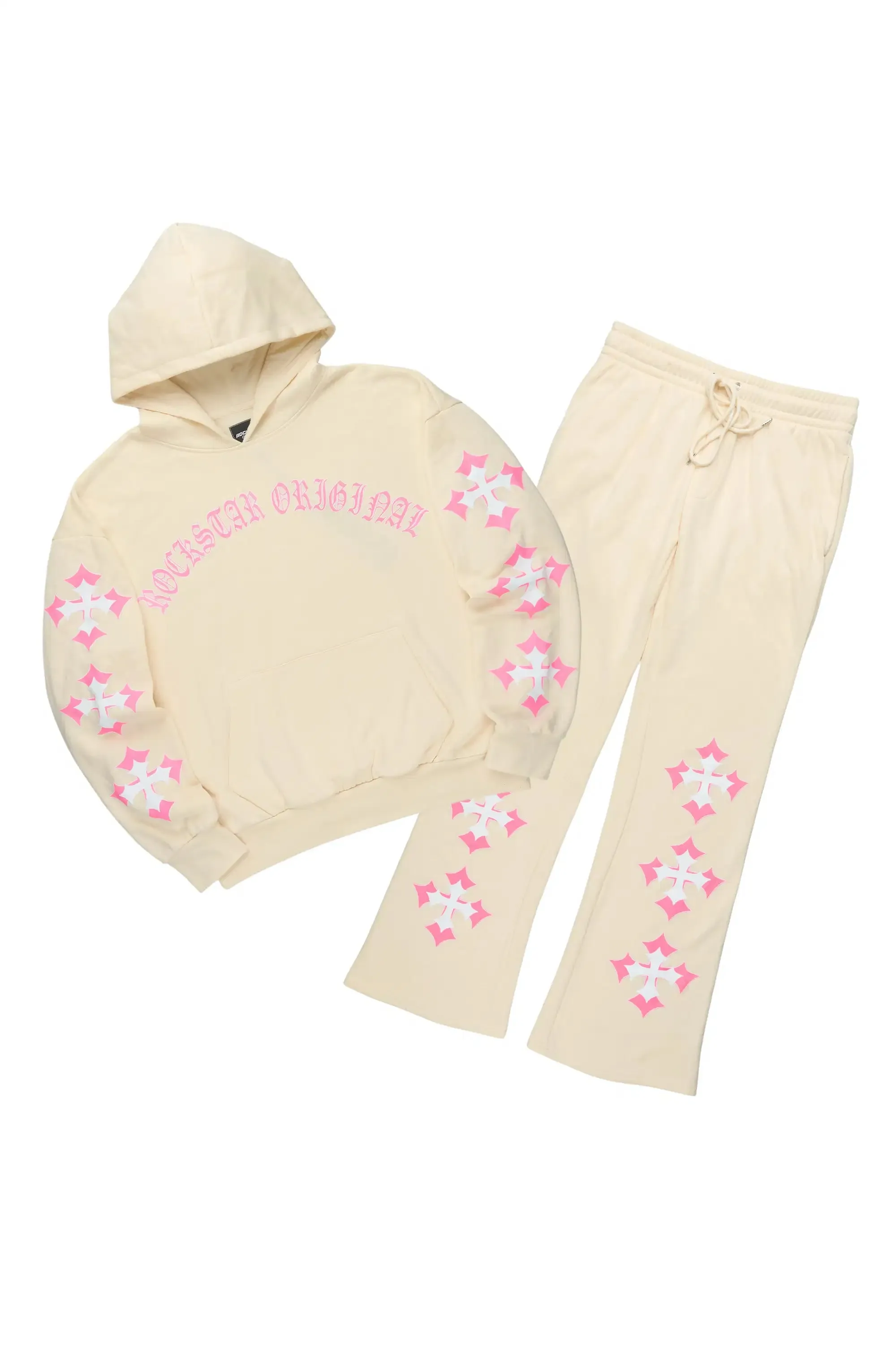 Vano Sand/Pink Hoodie Relaxed Track Set sold by Rockstar Original
