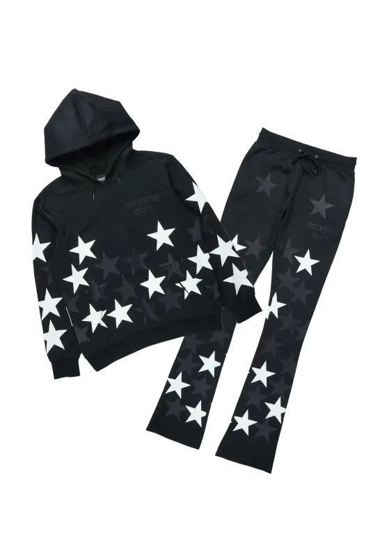 Starlane Black/White Hoodie Stacked Flare Fit Track Set sold by Rockstar Original